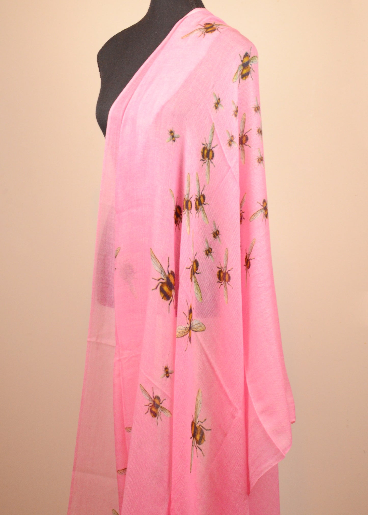 Pink Bee Prints Pashmina Stole