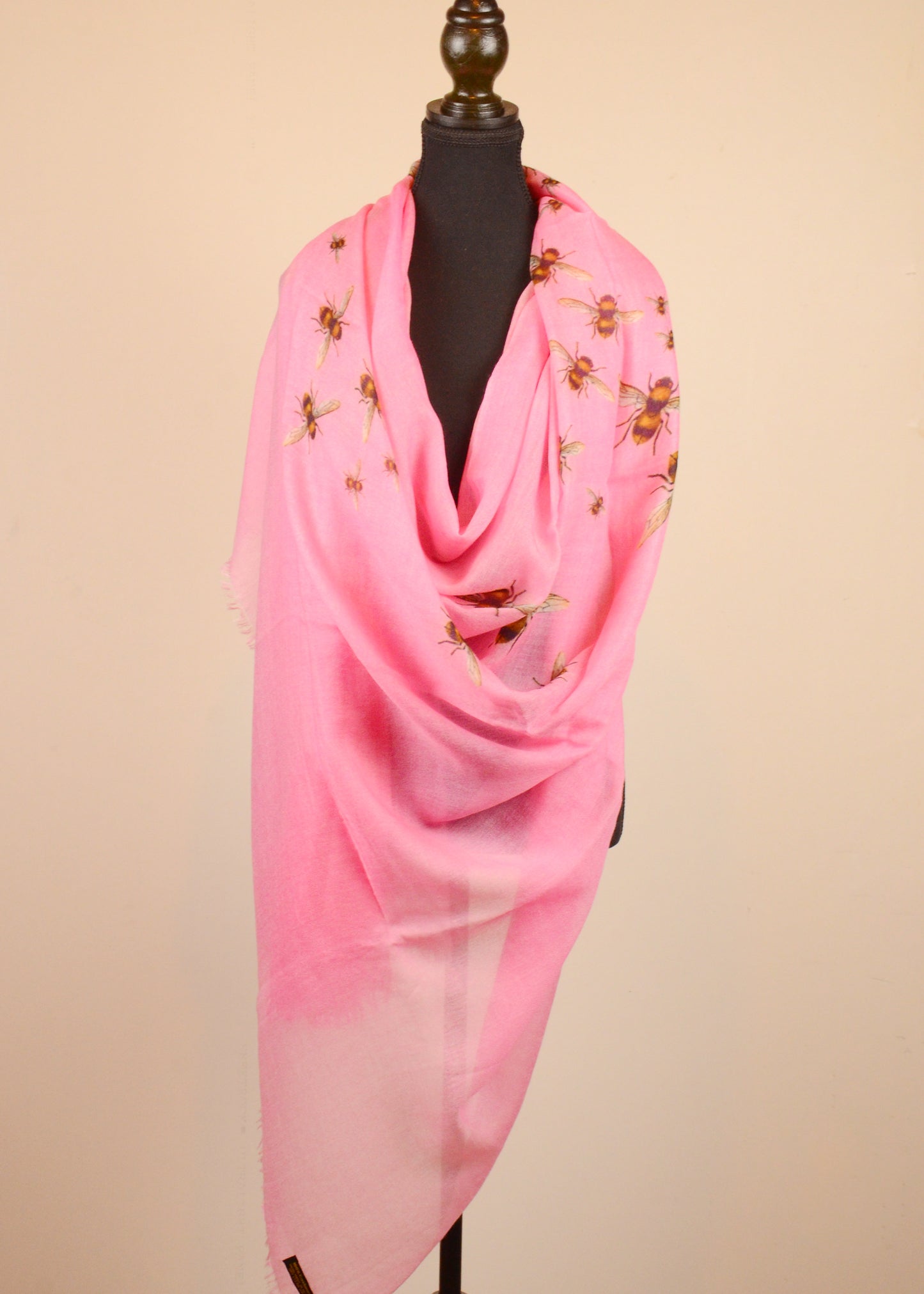 Pink Bee Prints Pashmina Stole