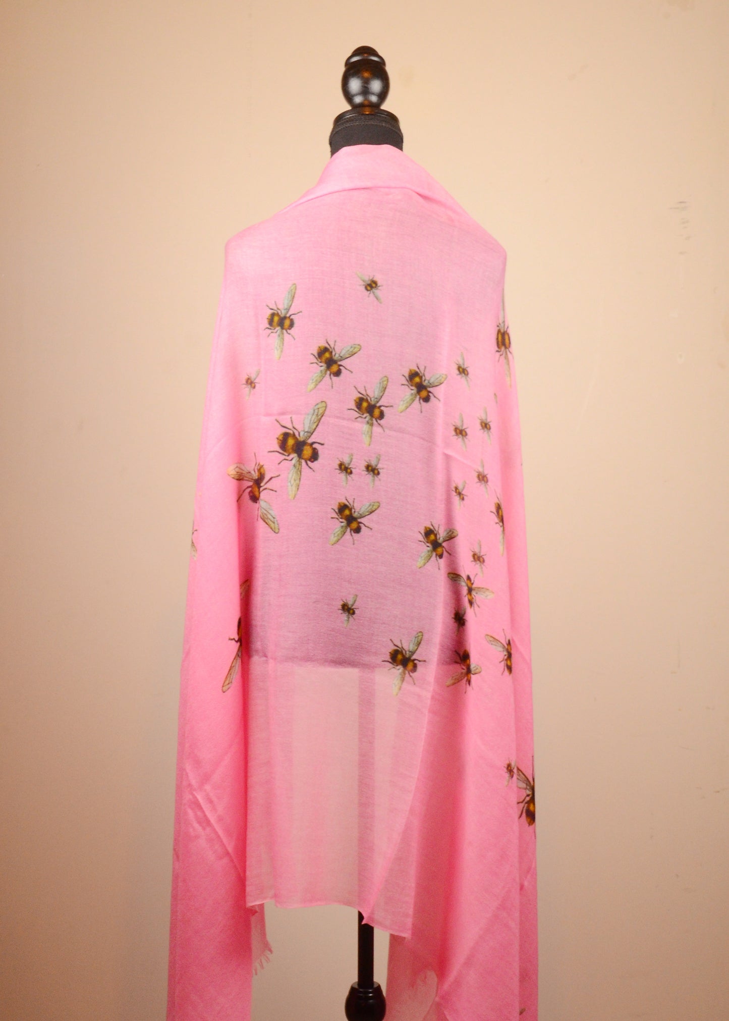 Pink Bee Prints Pashmina Stole