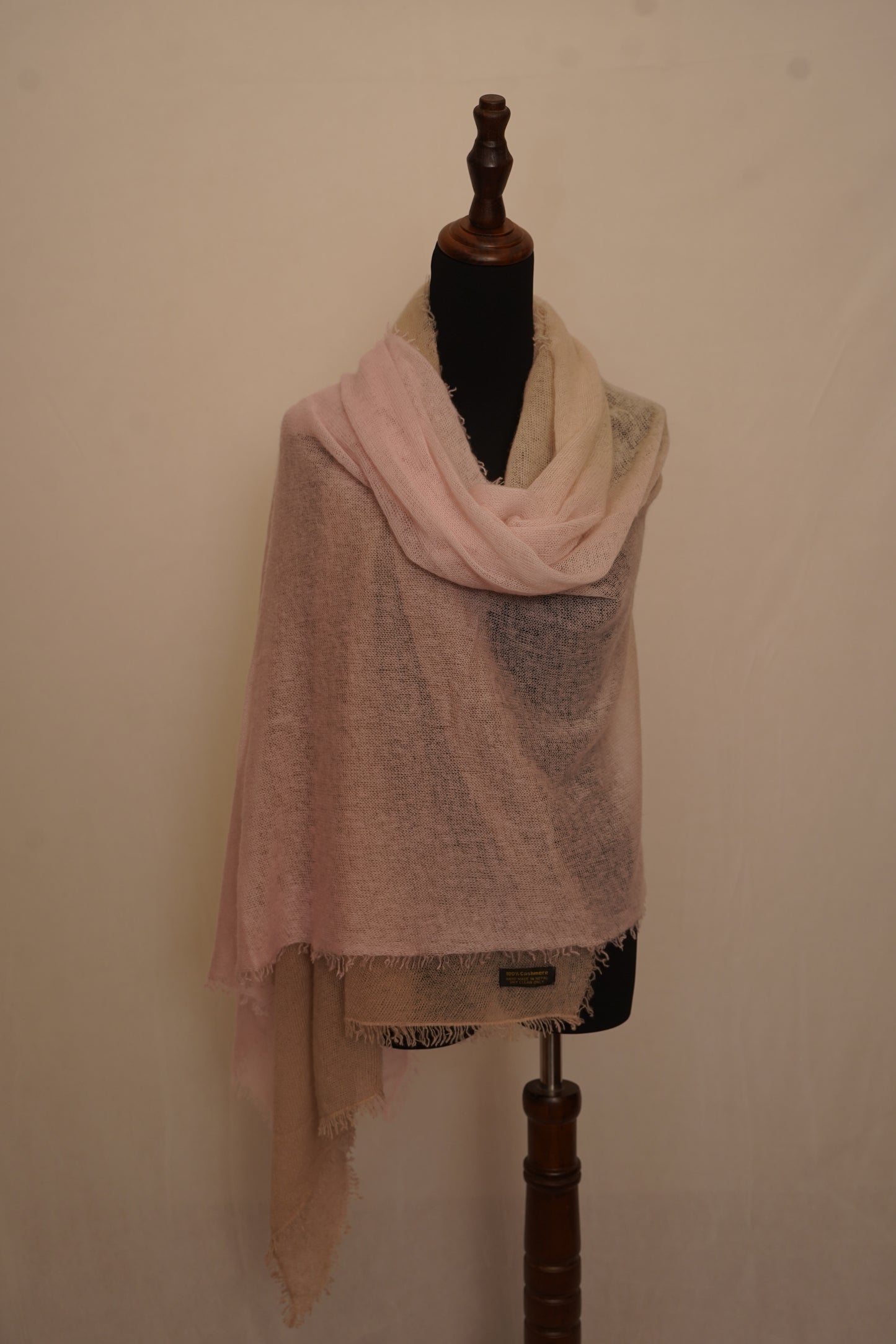 Pure Pashmina Shawl – Handwoven Luxury in Soft Blush & Neutral Tones
