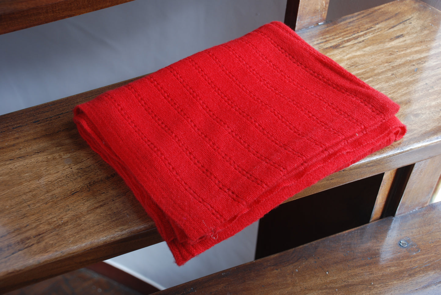 Red Knitted Cashmere Shawl