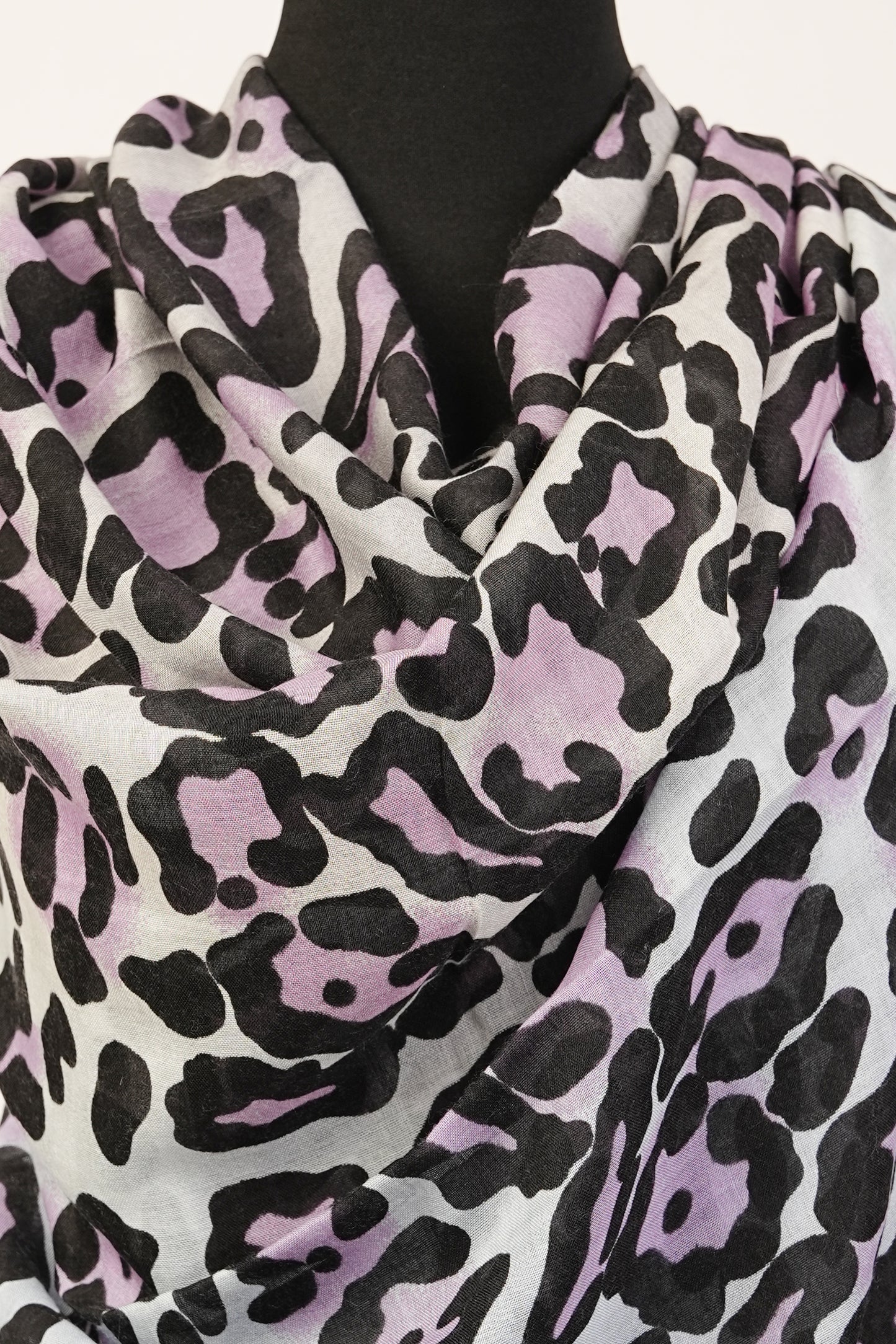 Leopard Print Peach and Black Cashmere Shawl Wrap Stole and Scarf