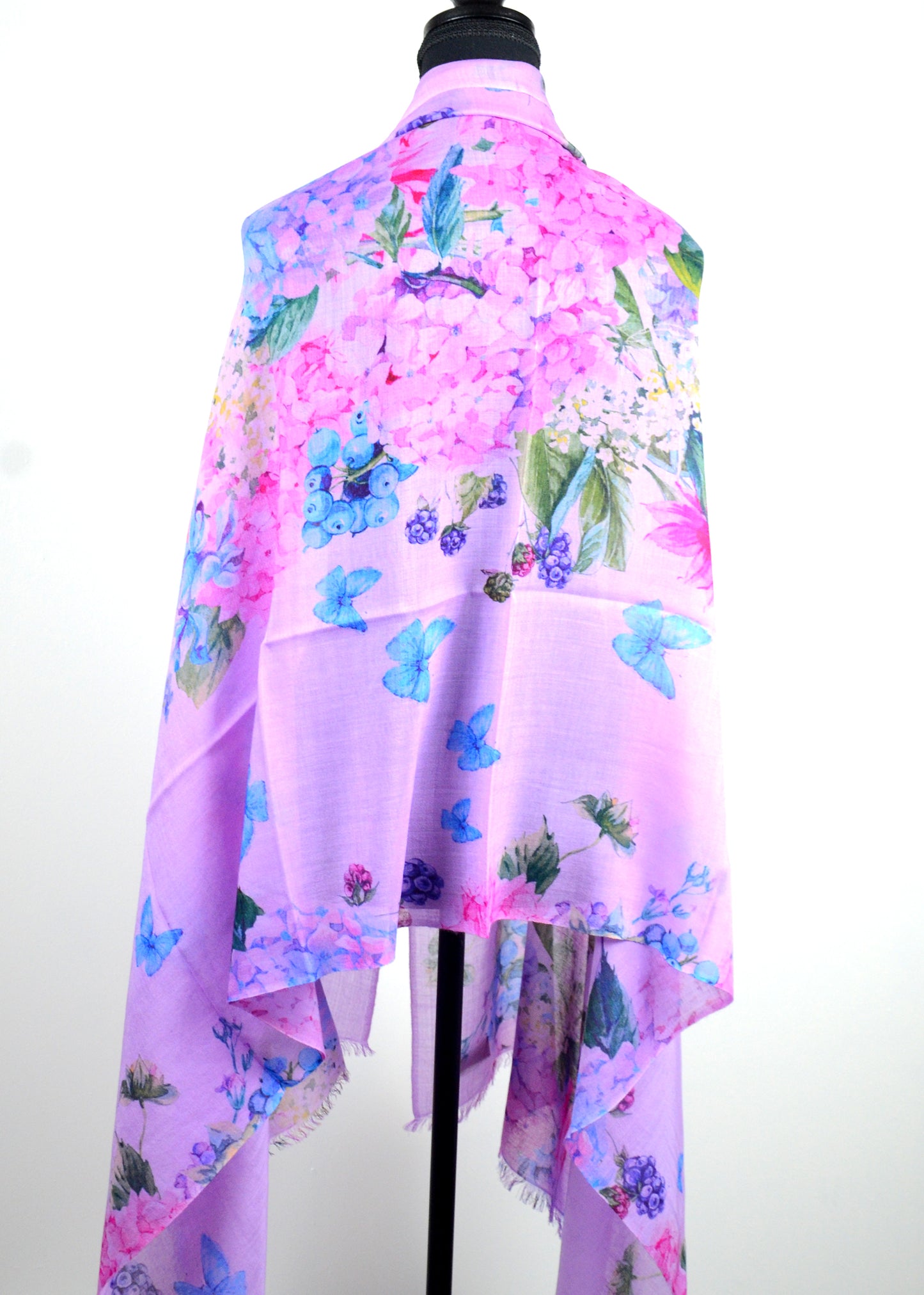 Purple floral printed pashmina stole