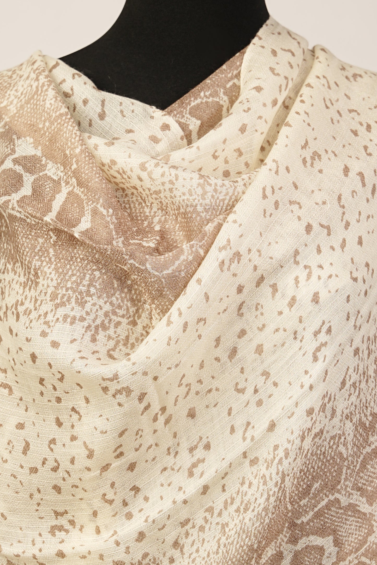 Traditional Cashmere Blend Silk Shawl with Snake skin Print