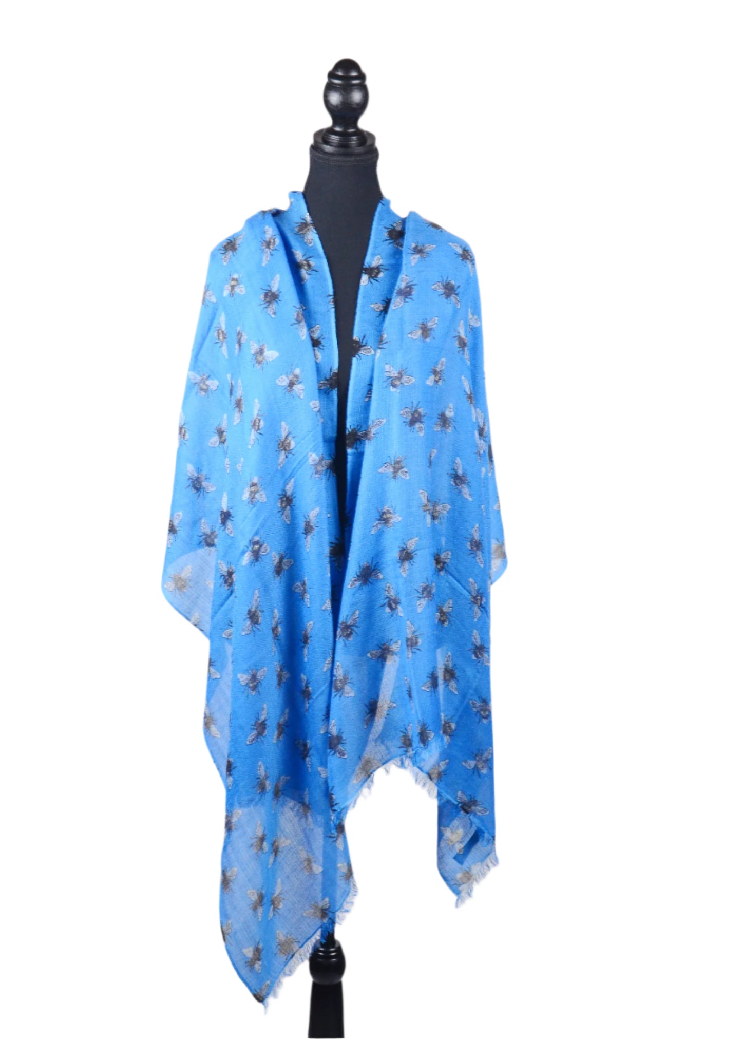 blue flies print cashmere stole
