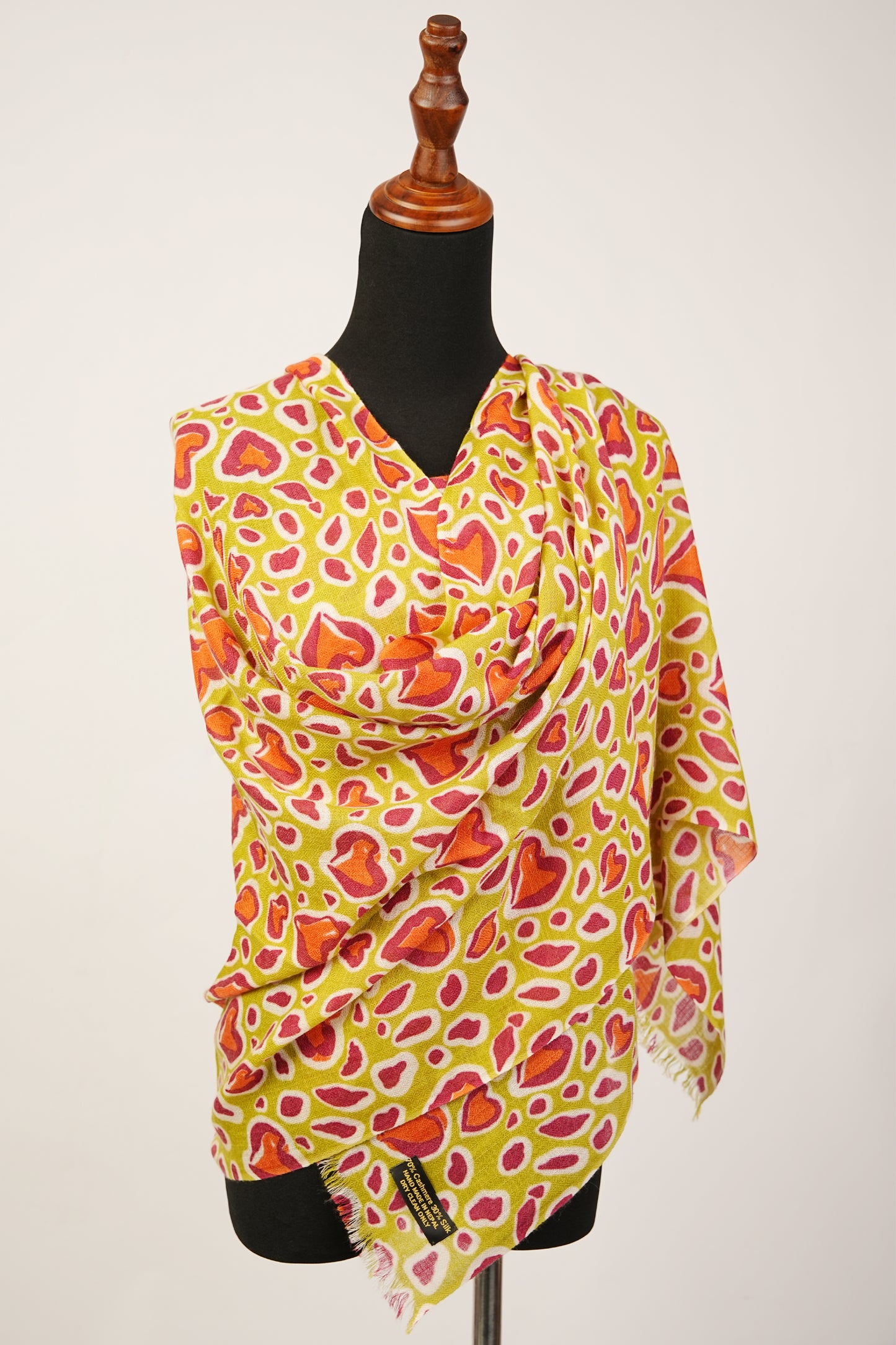 Heart Print in Mustard Red Orange Color Cashmere Shawl Wrap Bridal Warp, Bridesmaid Shawl, and Valentine's Day scarf a perfect choices.