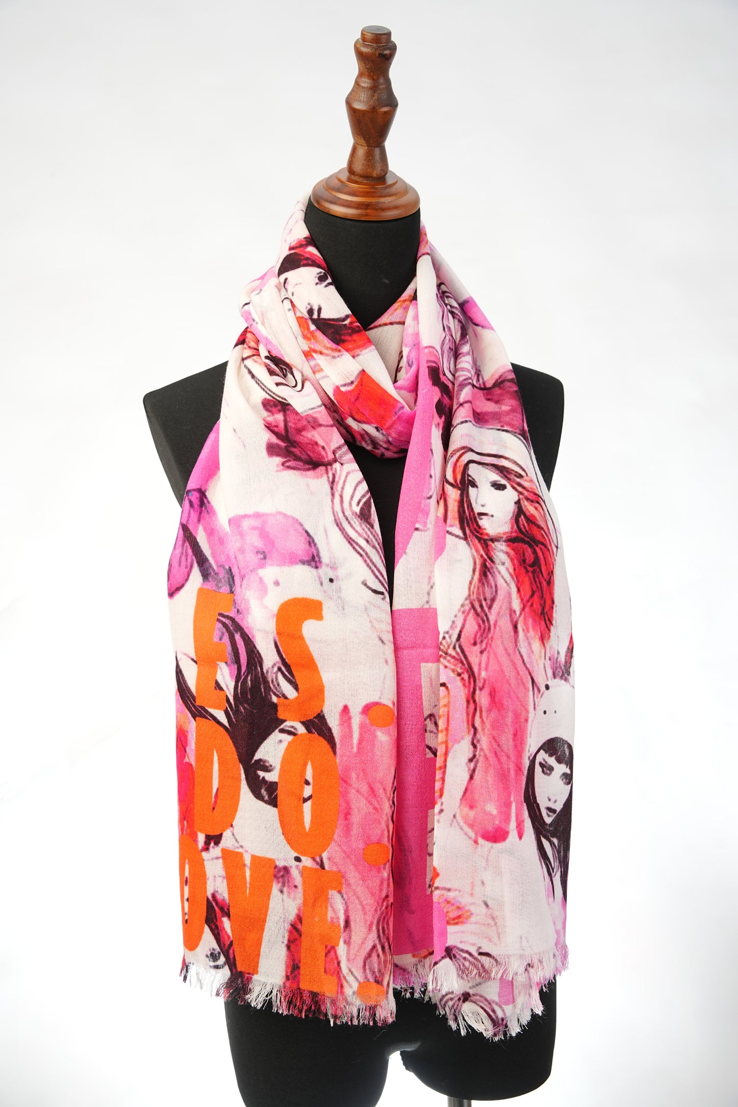 Face print cashmere pashmina shawl