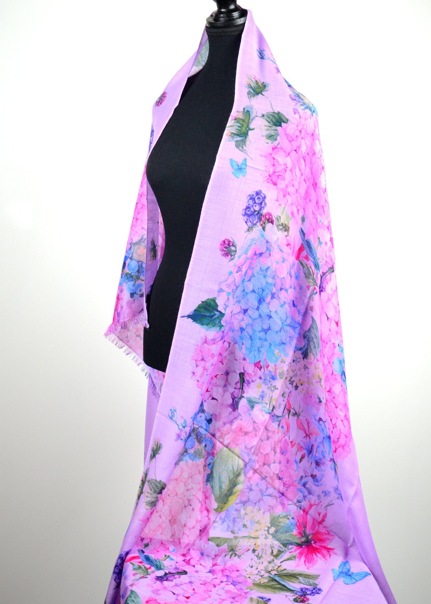 Purple floral printed pashmina stole
