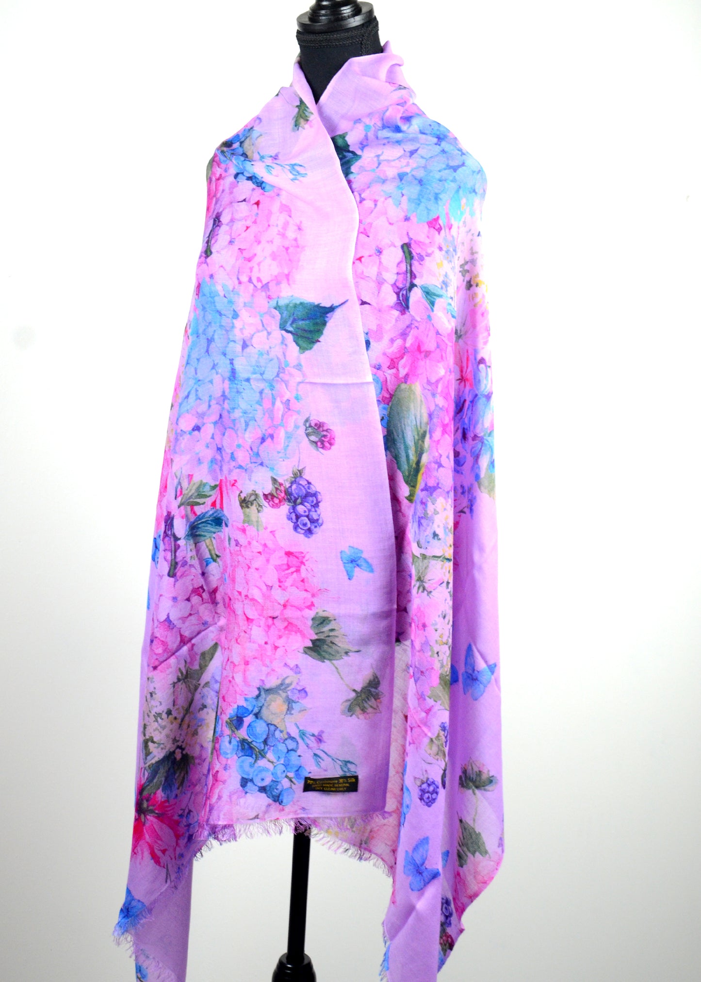 Purple floral printed pashmina stole