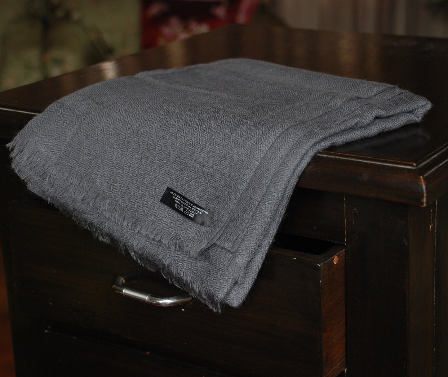 Diamond Pattern Gray Pashmina Shawl