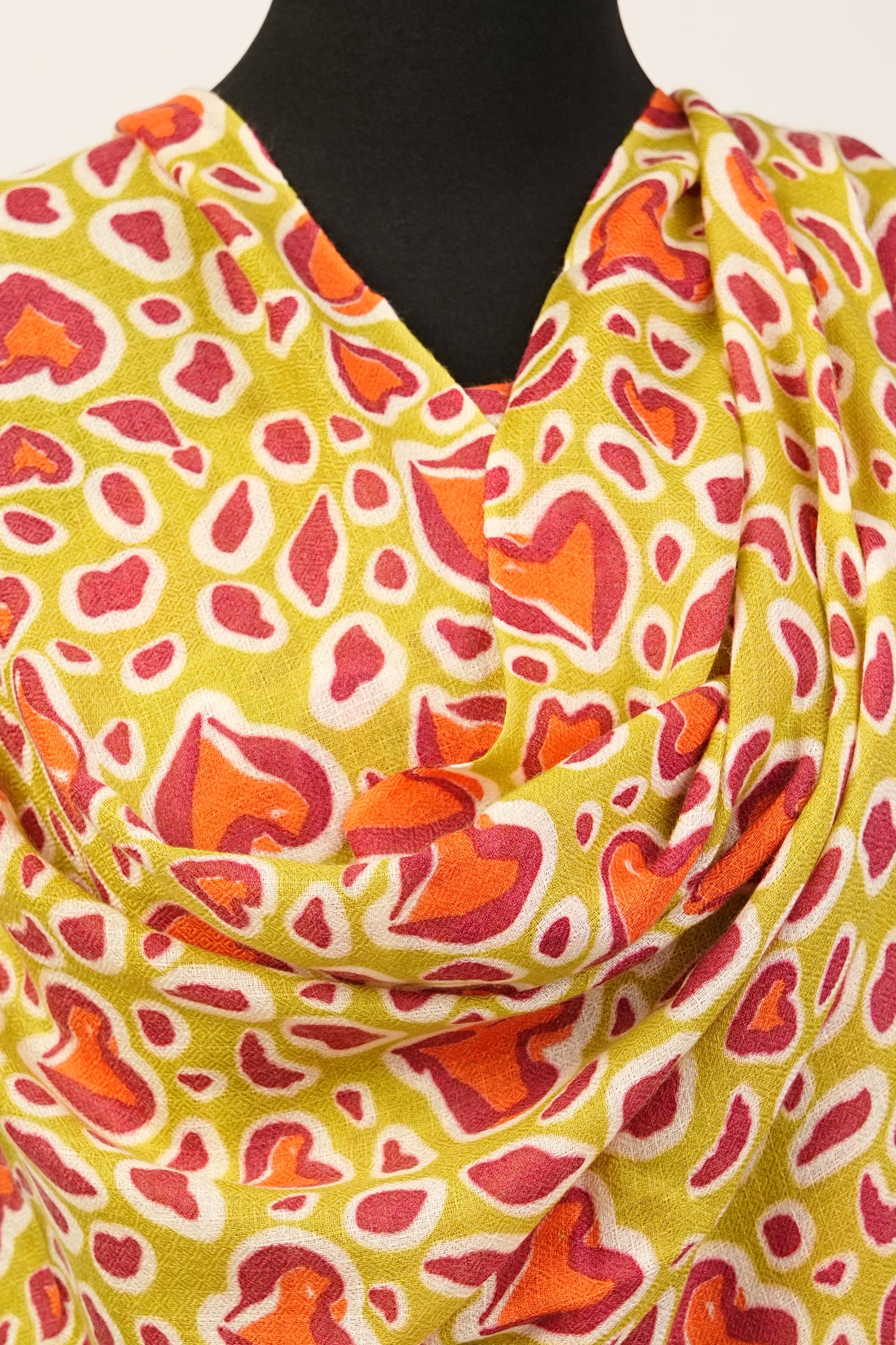 Heart Print in Mustard Red Orange Color Cashmere Shawl Wrap Bridal Warp, Bridesmaid Shawl, and Valentine's Day scarf a perfect choices.