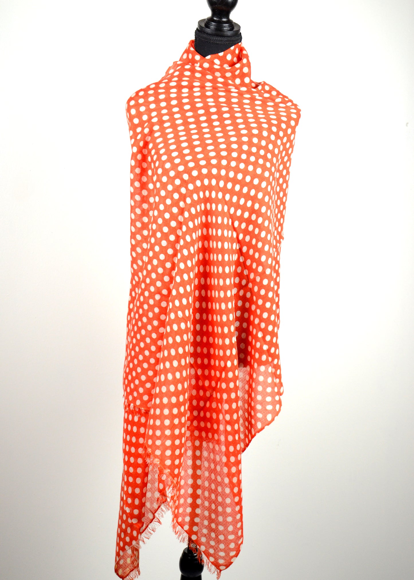 Polka dots printed in Orange Cashmere Scarf