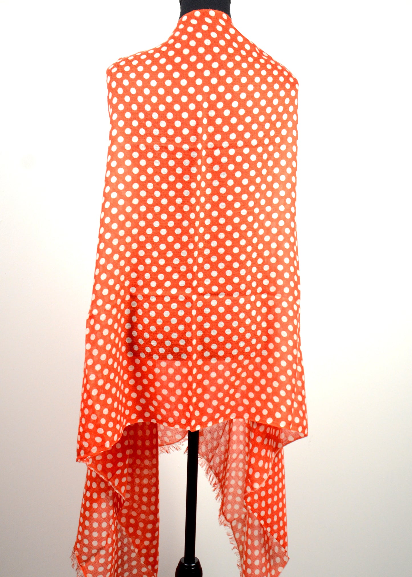Polka dots printed in Orange Cashmere Scarf