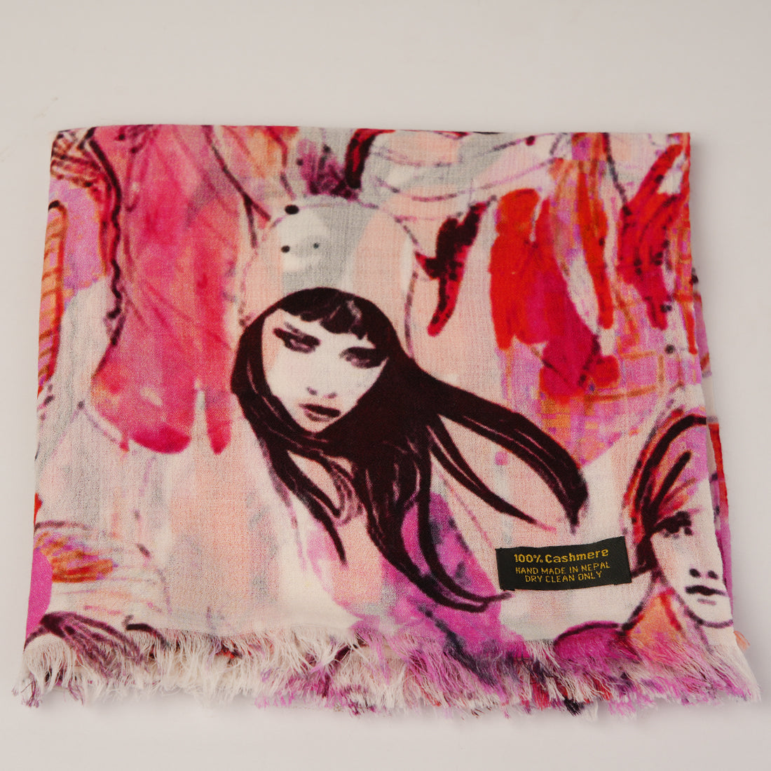 Face print cashmere pashmina shawl