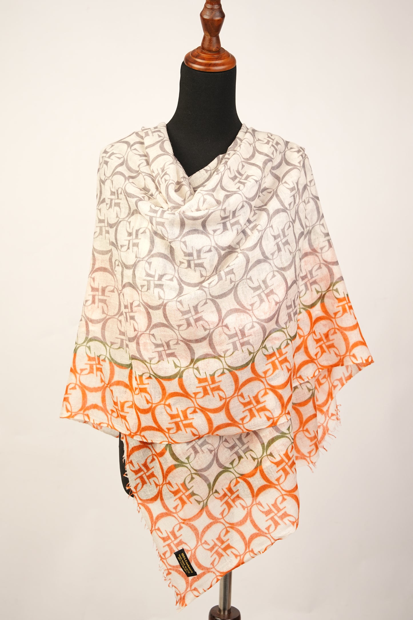 Printed Pashmina Shawl with Gray Color and G Pattern