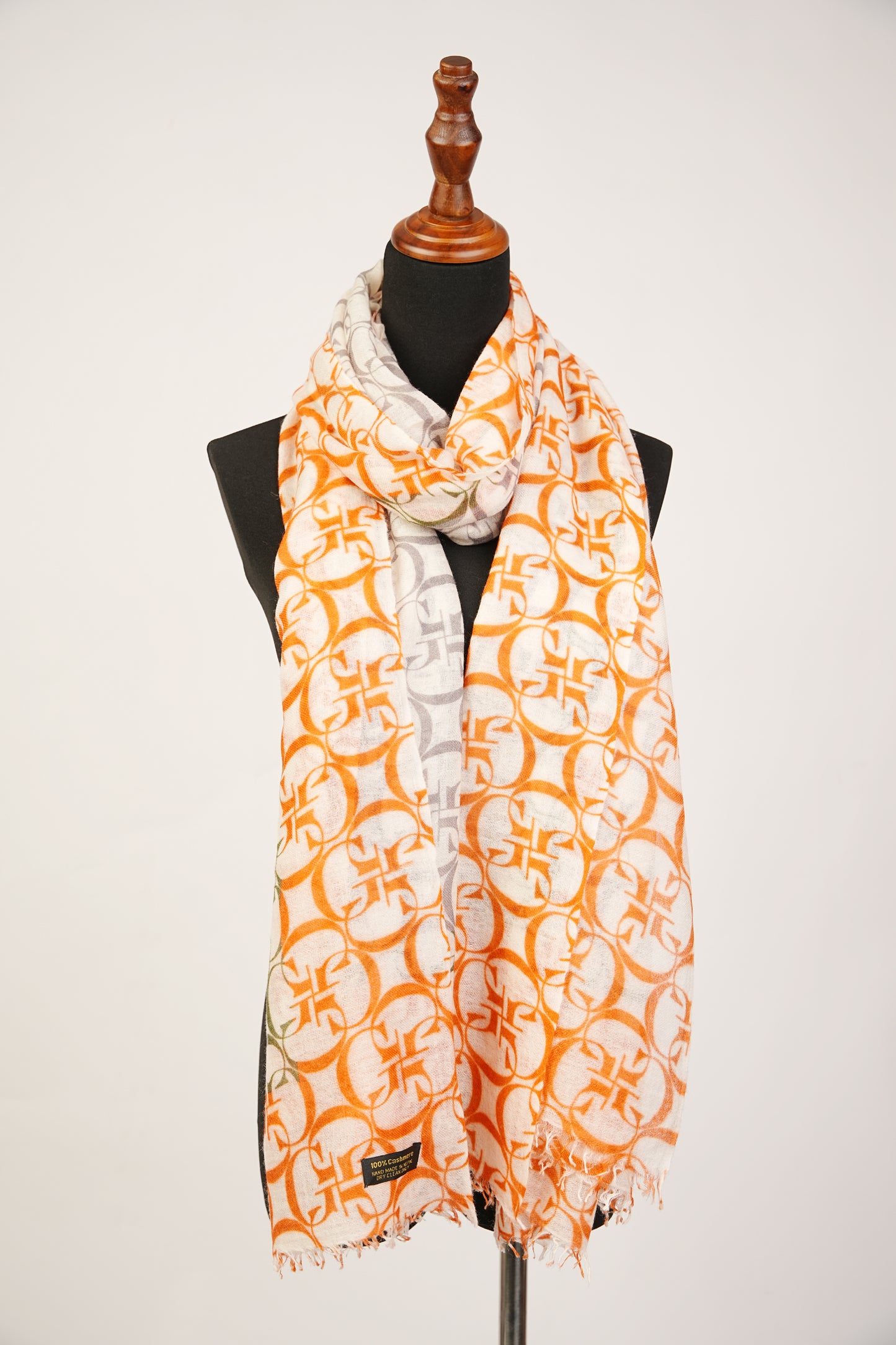 Printed Pashmina Shawl with Gray Color and G Pattern