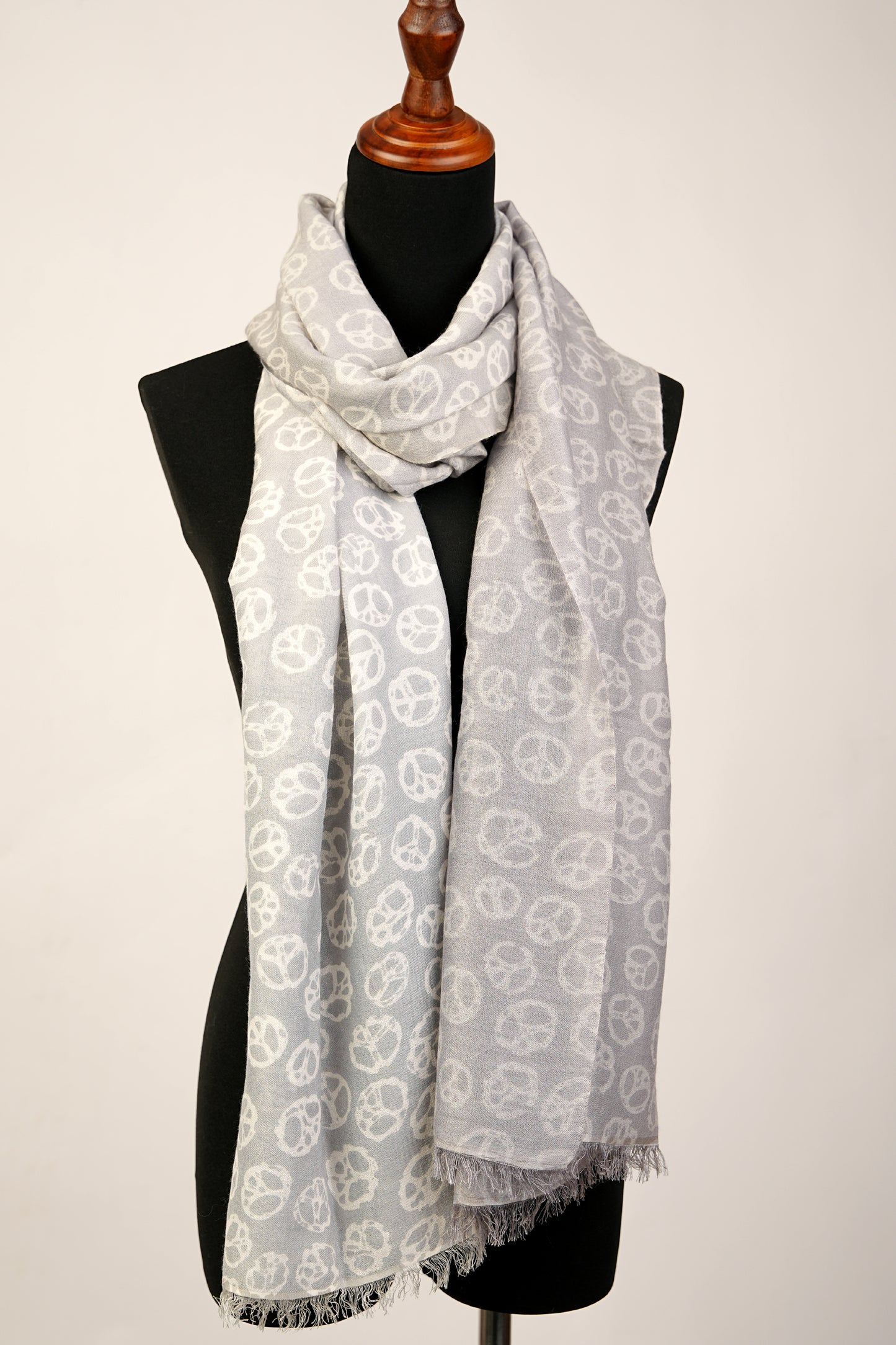 Cashmere Shawl with Peace Sign Print