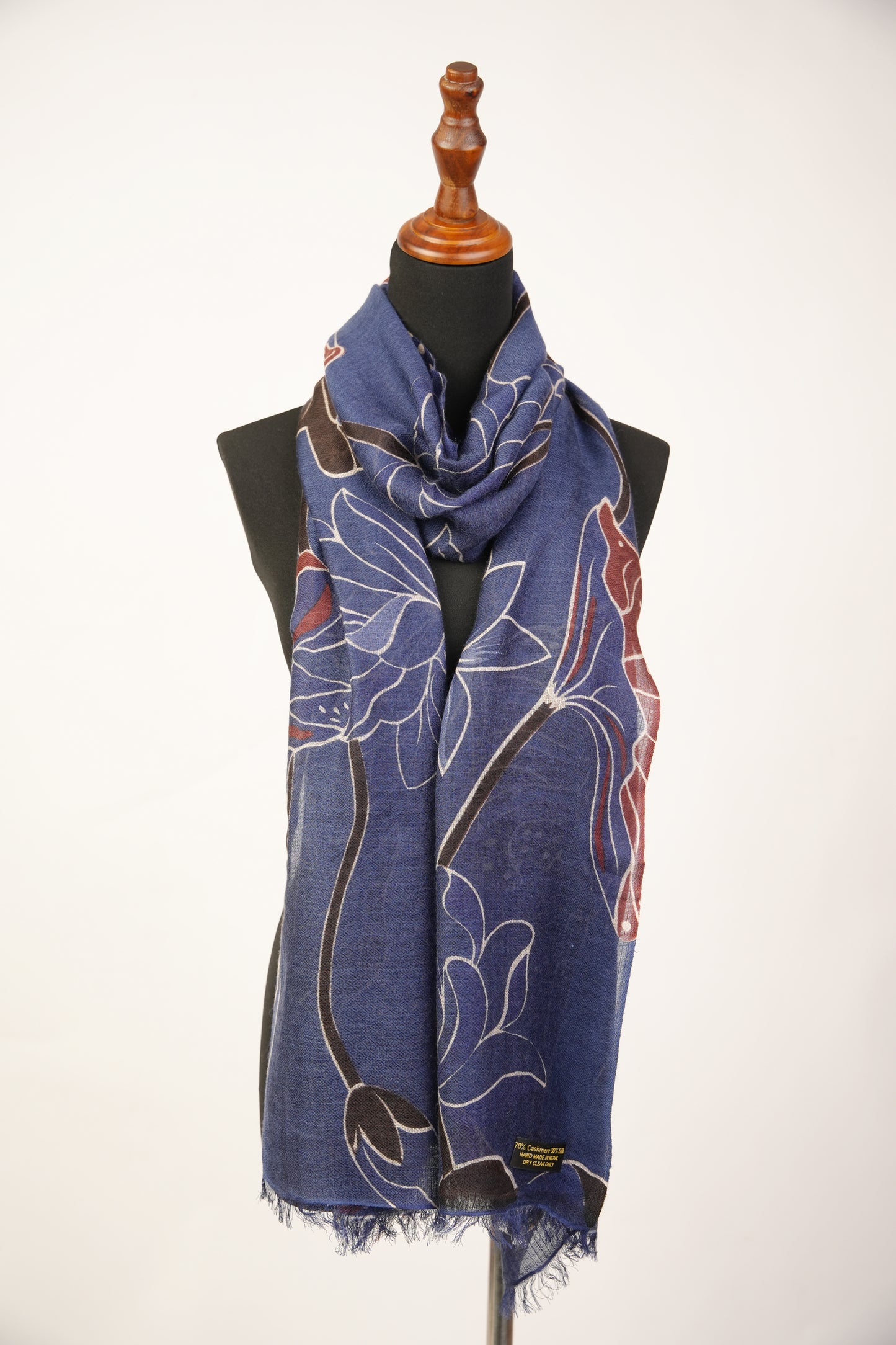 Wrap With Pure Cashmere Wool In Floral Design.