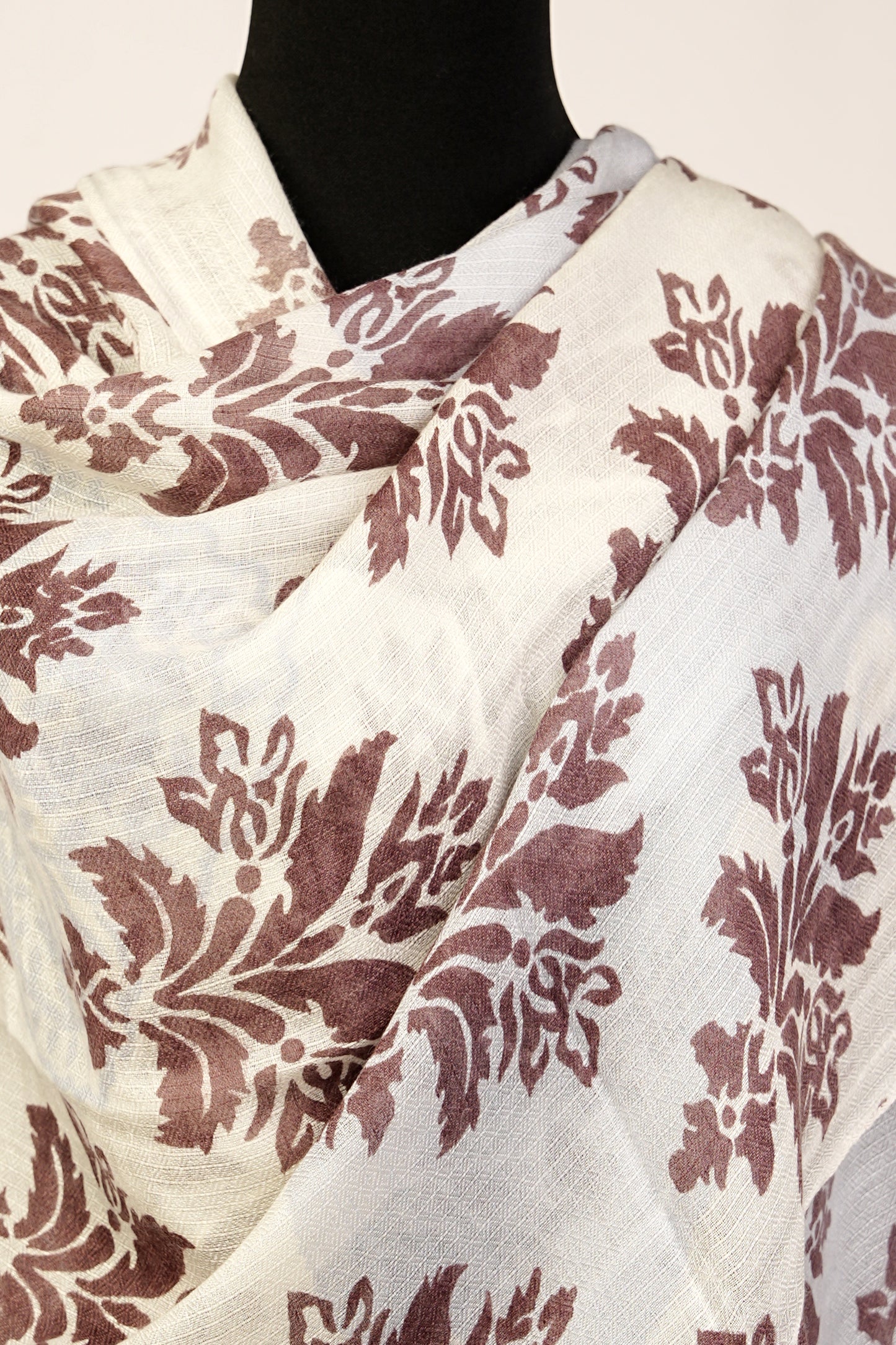 Cashmere Silk Shawl with Plant Print