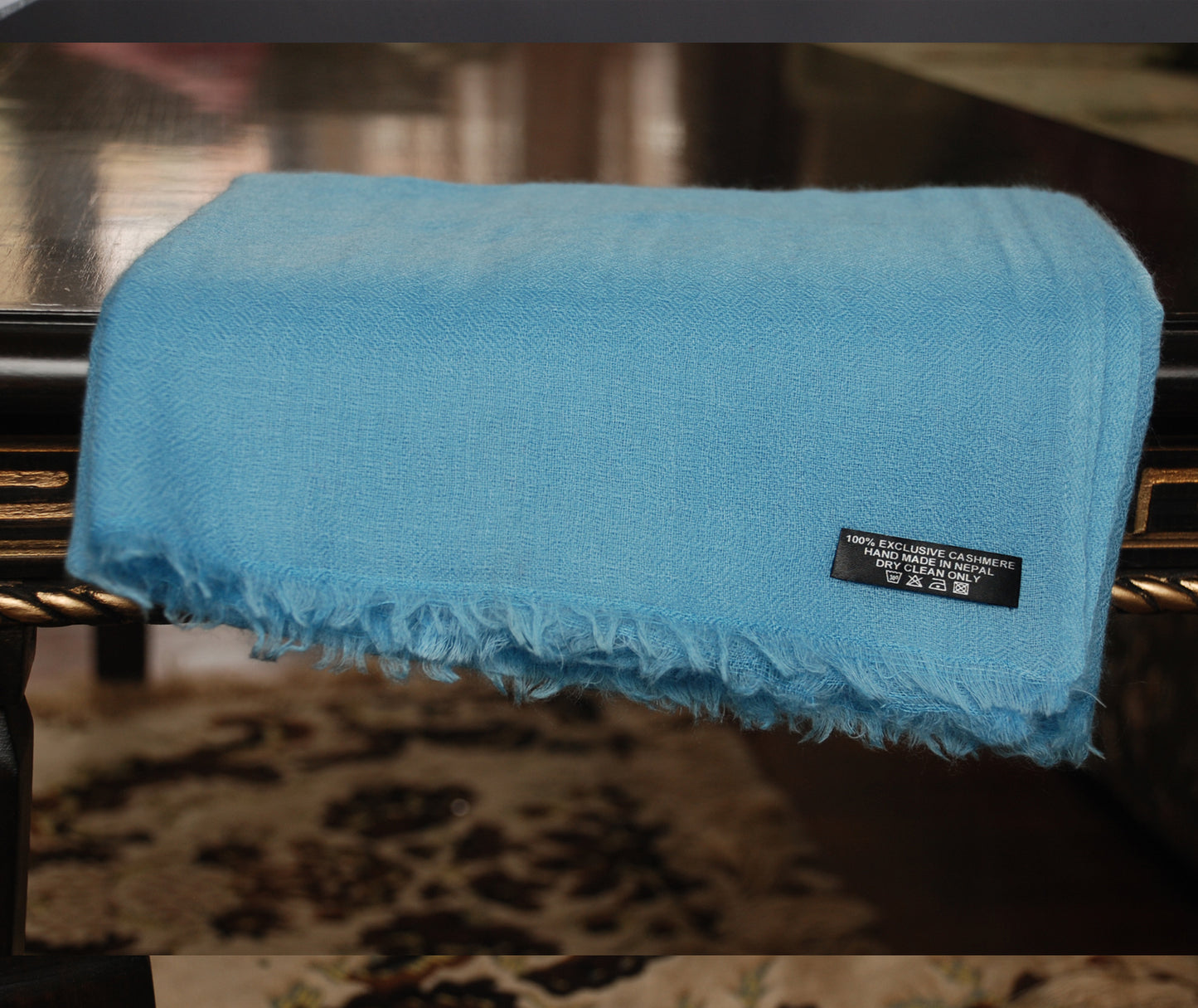 Sky Blue Diamond Pattern Pashmina Shawl