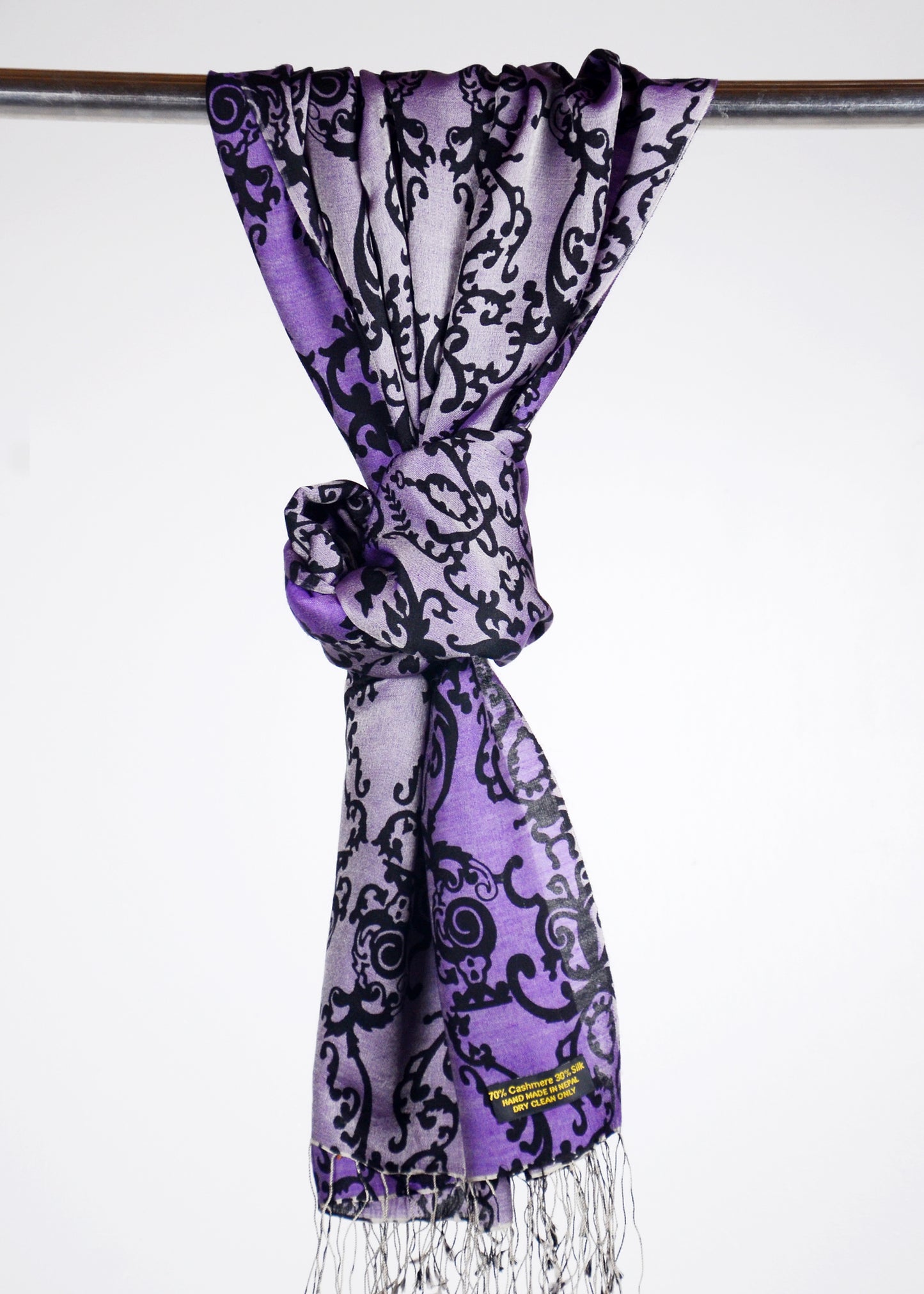 Violet pashmina stole in vine print
