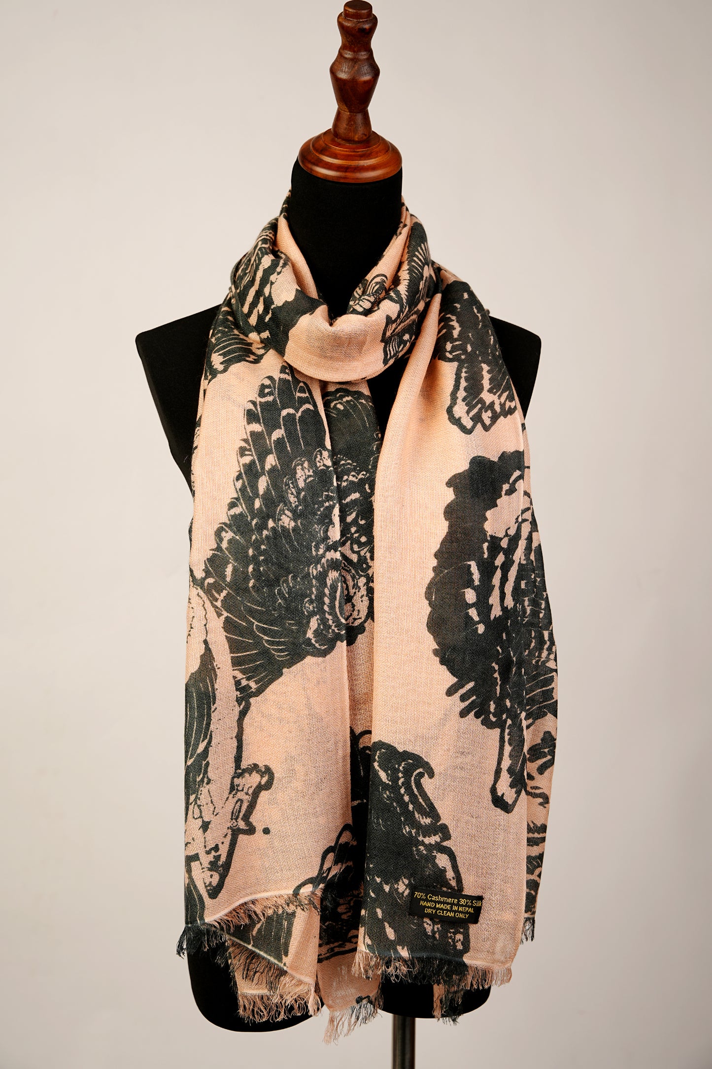 Cream and Gray Printed Pashmina Shawl Wrap Stole Scarf