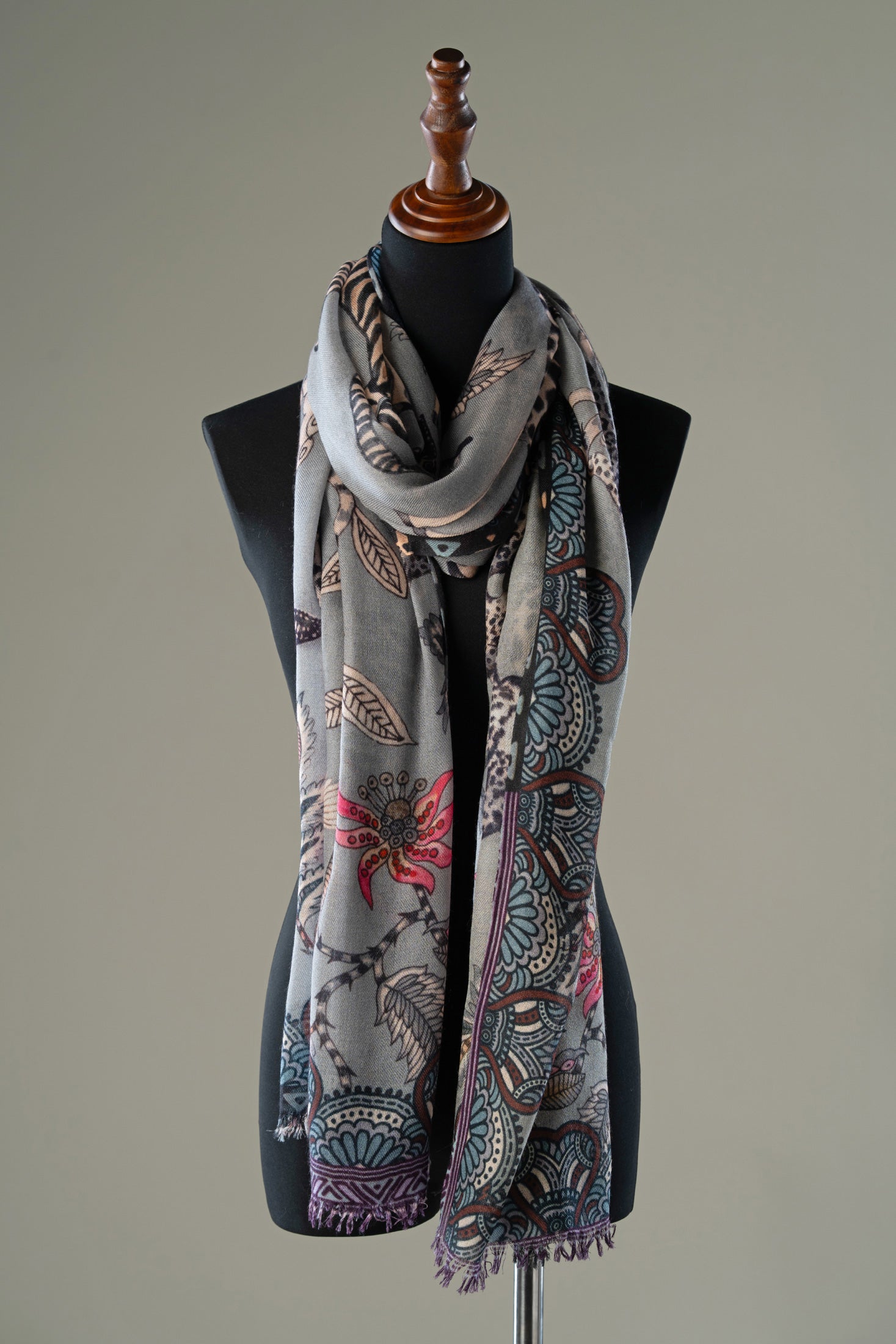 Grey Safari Elegance Cashmere Shawl