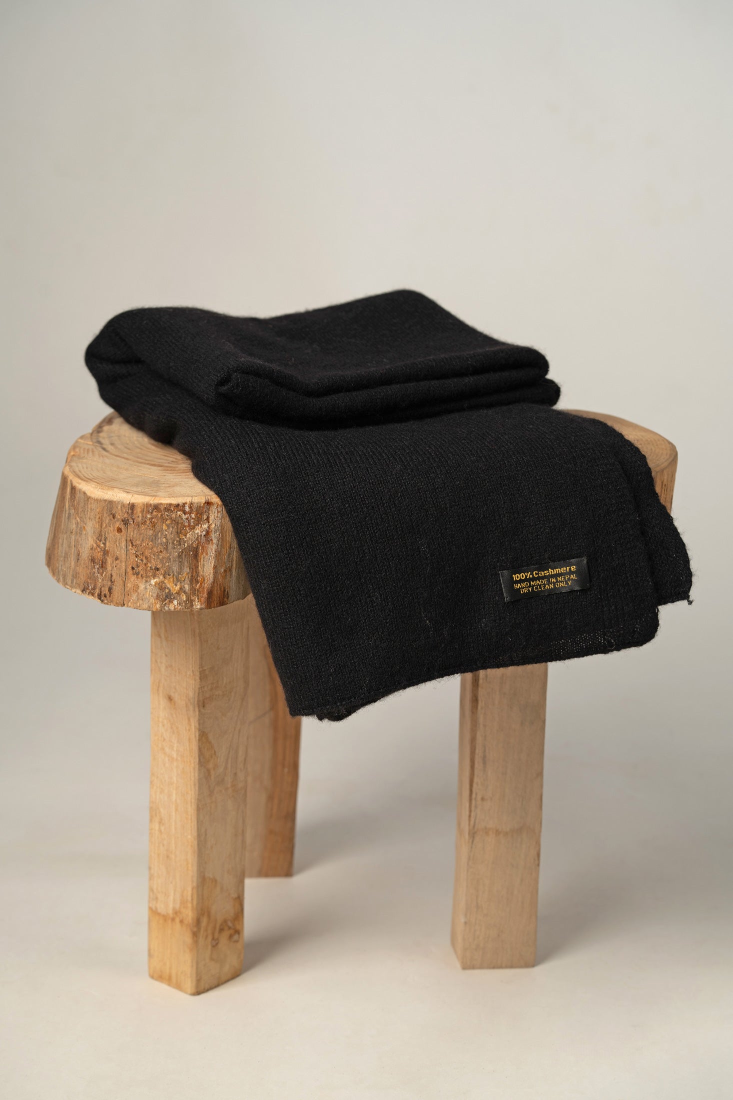 Pure Black Cashmere Shawl | 100% Cashmere Handmade in Nepal