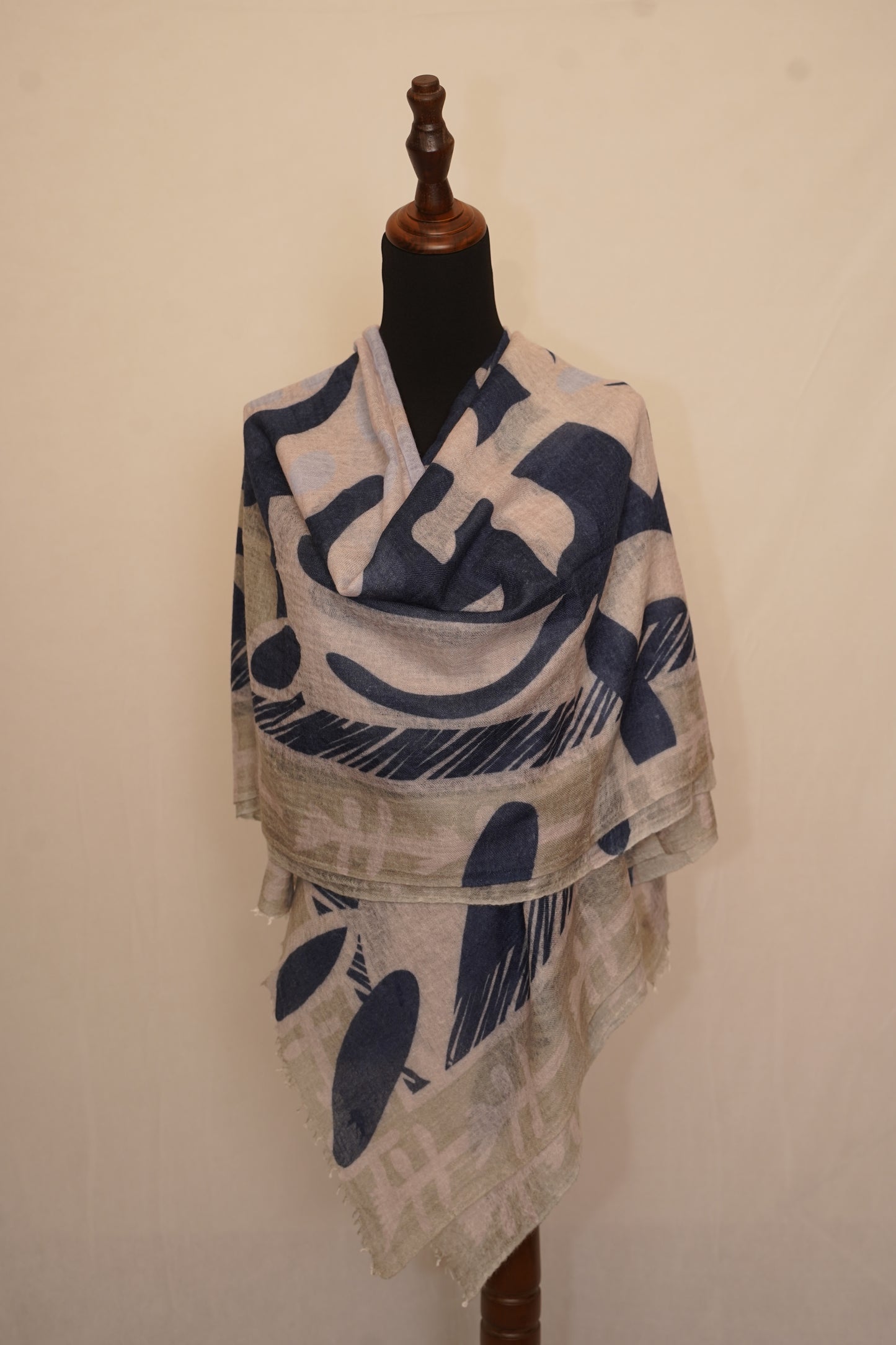  cashmere shawl with boho art  