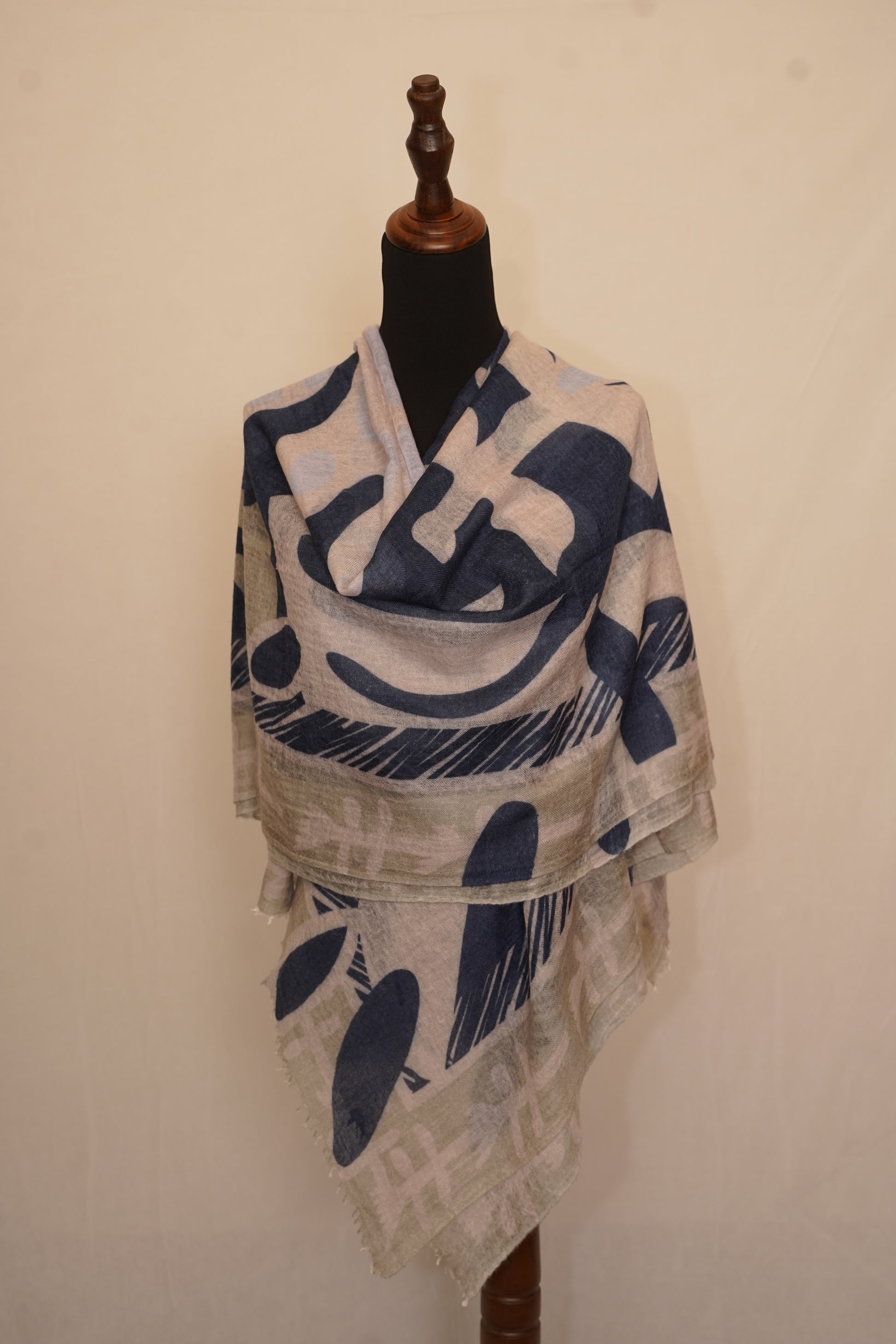  cashmere shawl with boho art  