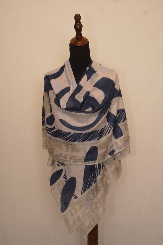  cashmere shawl with boho art  
