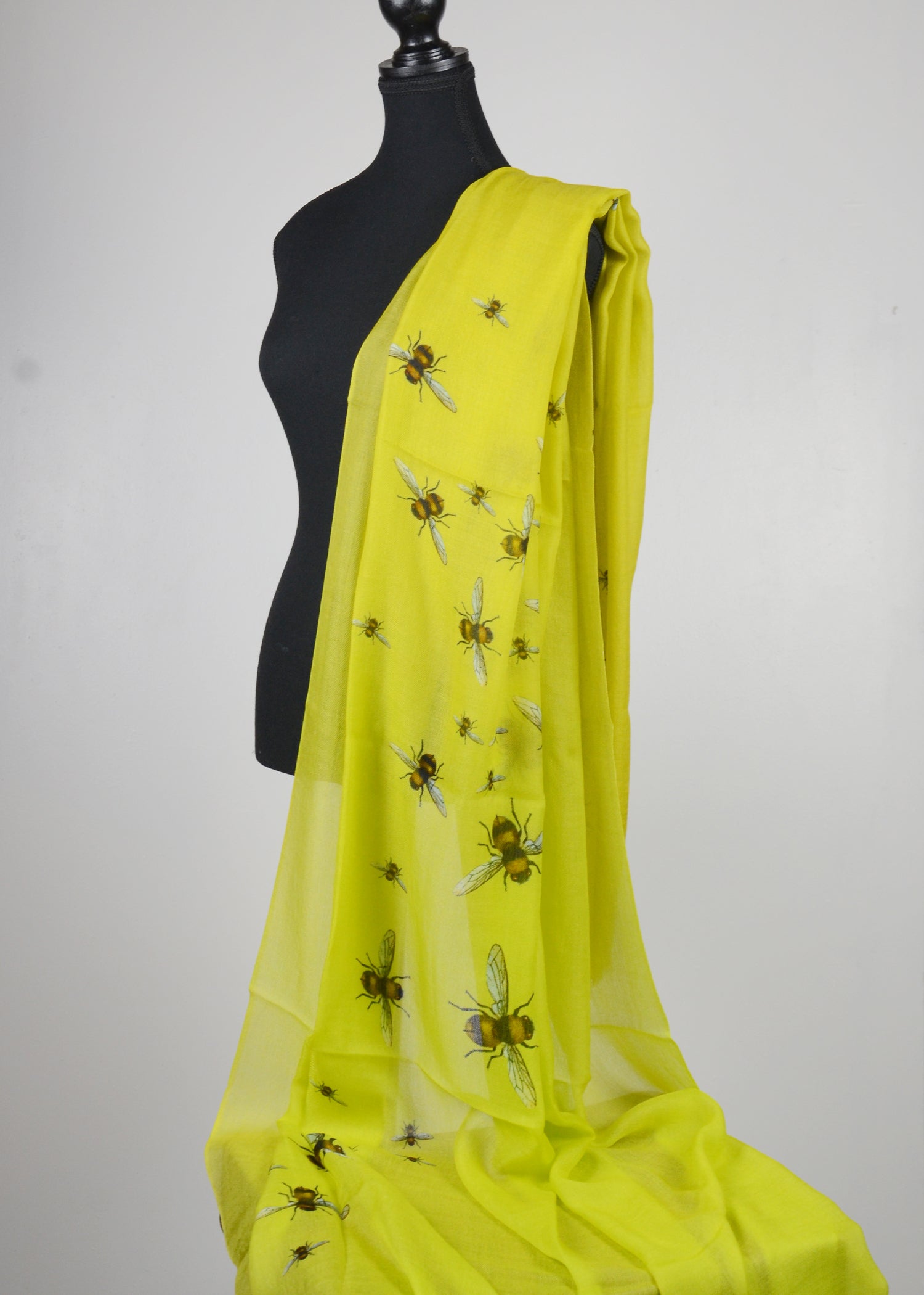 Yellow Bee prints Cashmere Shawl