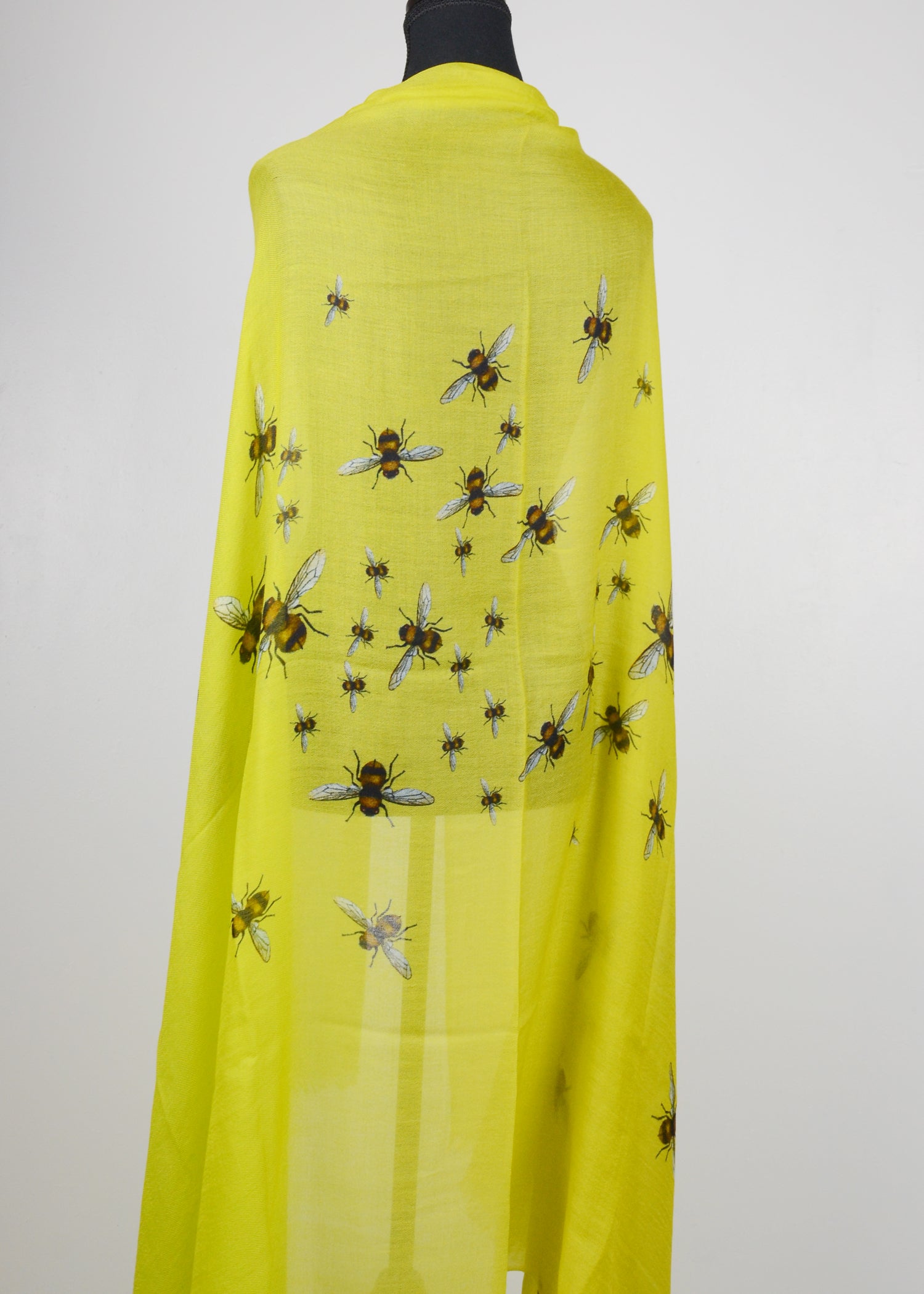 Yellow Bee prints Cashmere Shawl