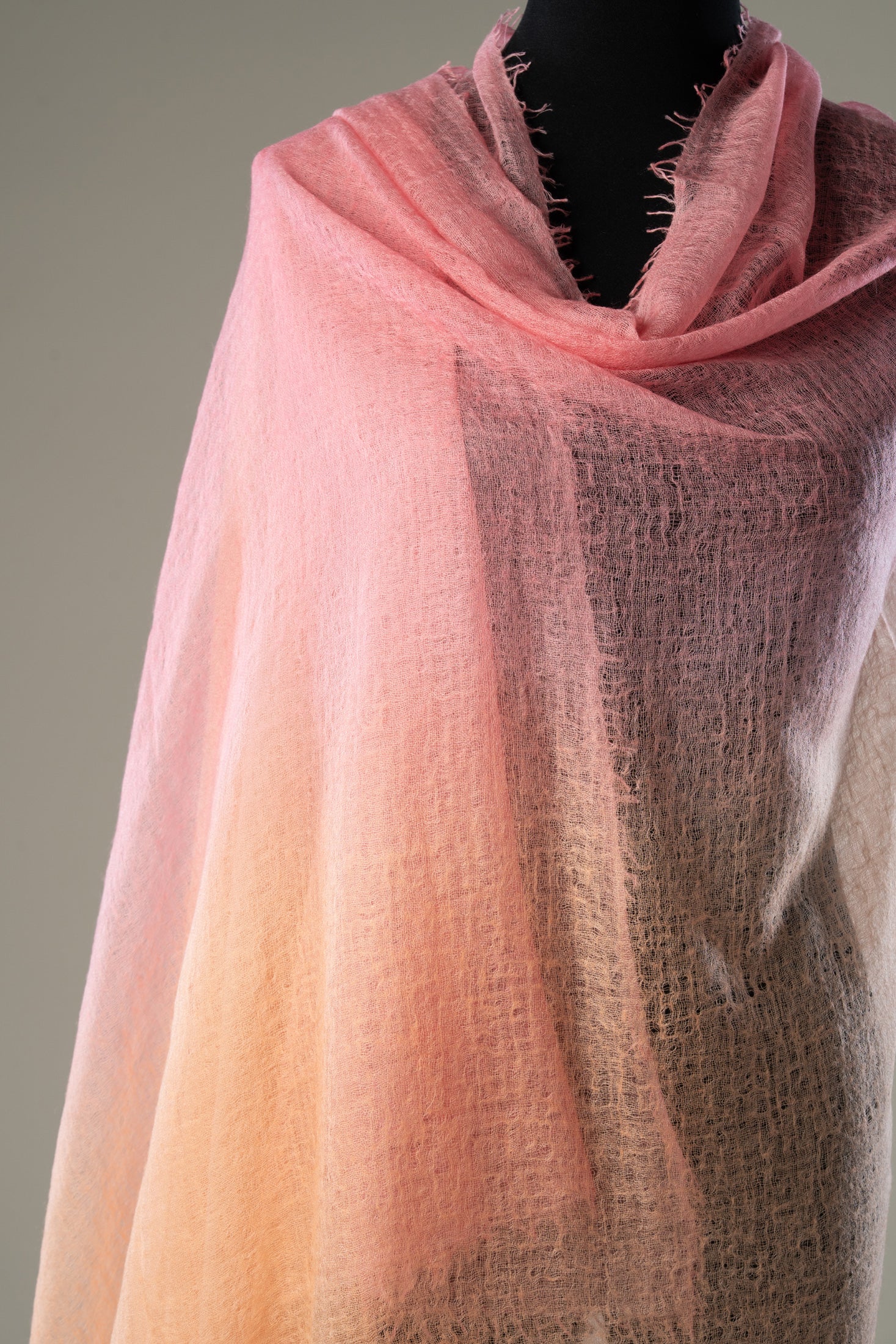 Blush Pink Ombre Pure Pashmina Shawl | Luxury Handwoven Wrap