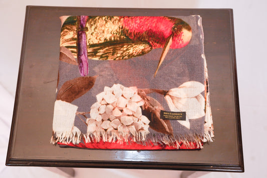 Brown floral cashmere wrap