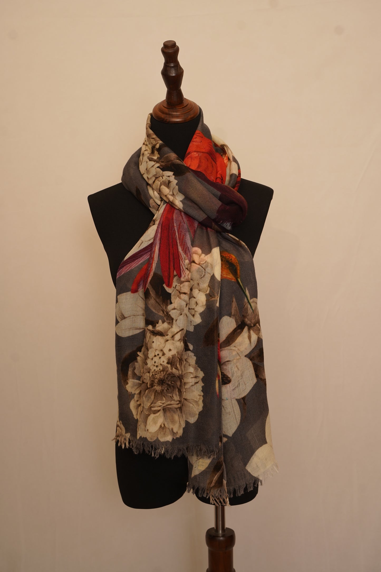 Brown floral pashmina sahwl