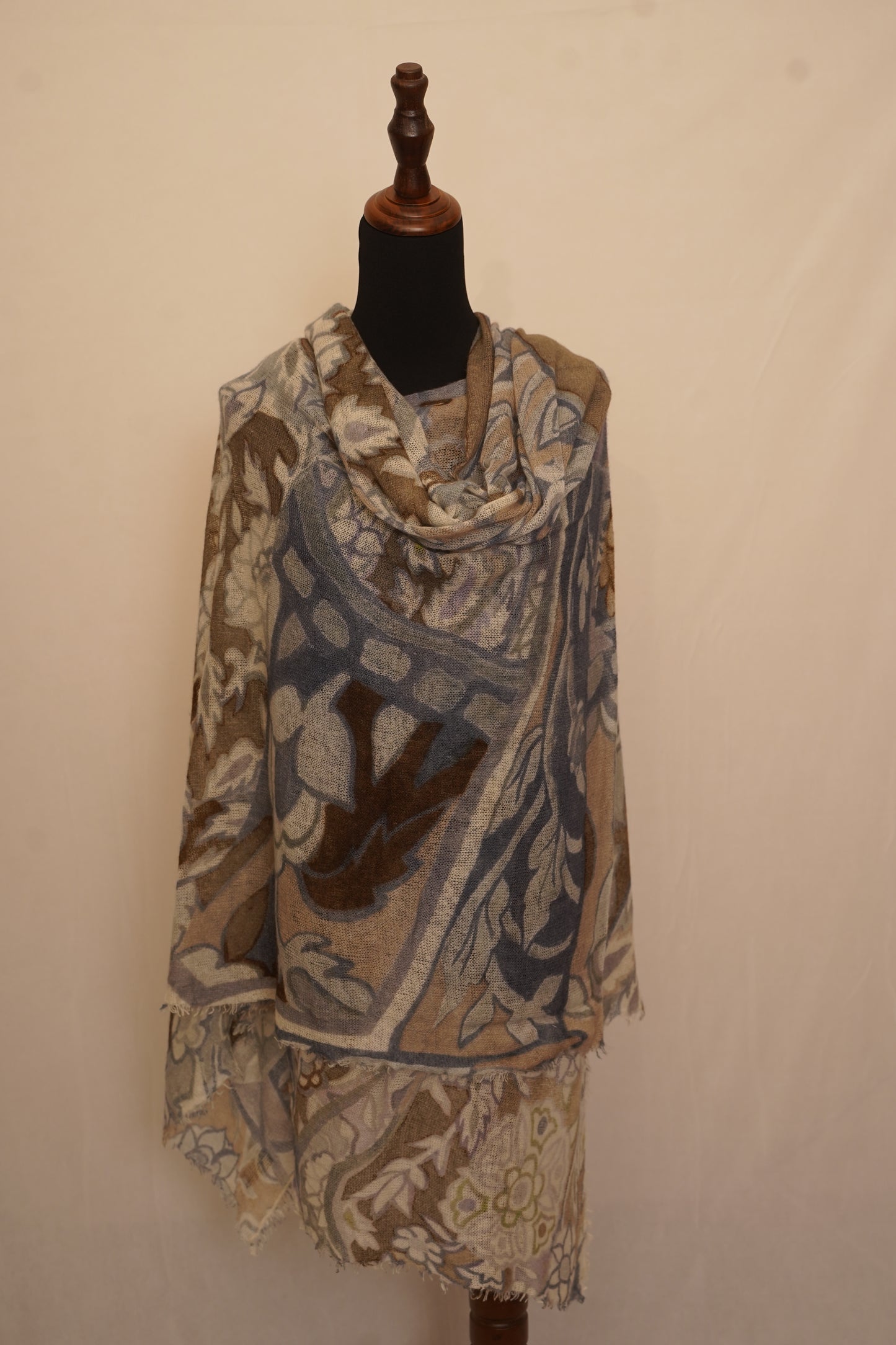 Brown gray knitted pashmina