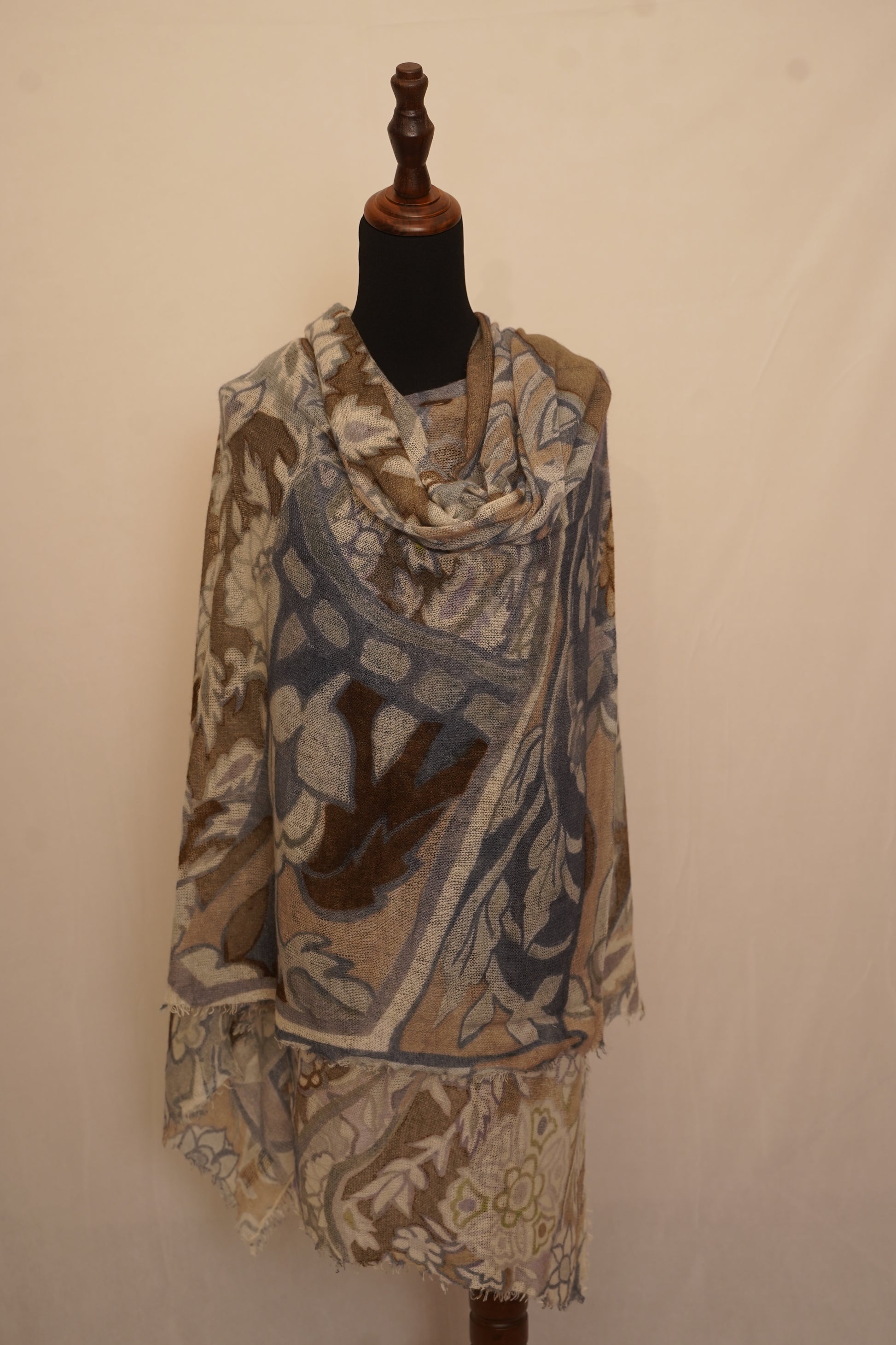 Brown gray knitted pashmina
