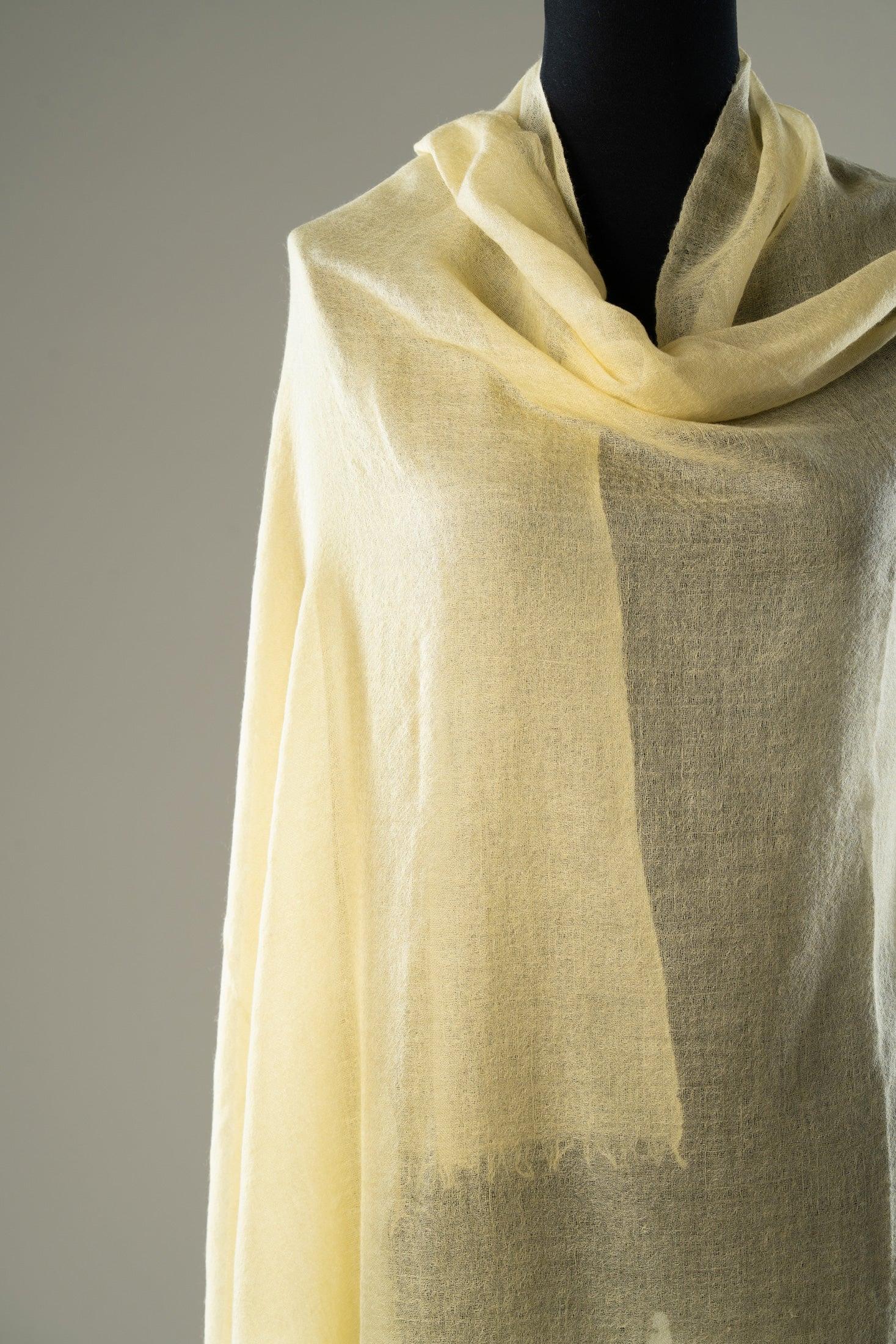 Butter Yellow Mustard Ultra Fine Weave Cashmere Shawl