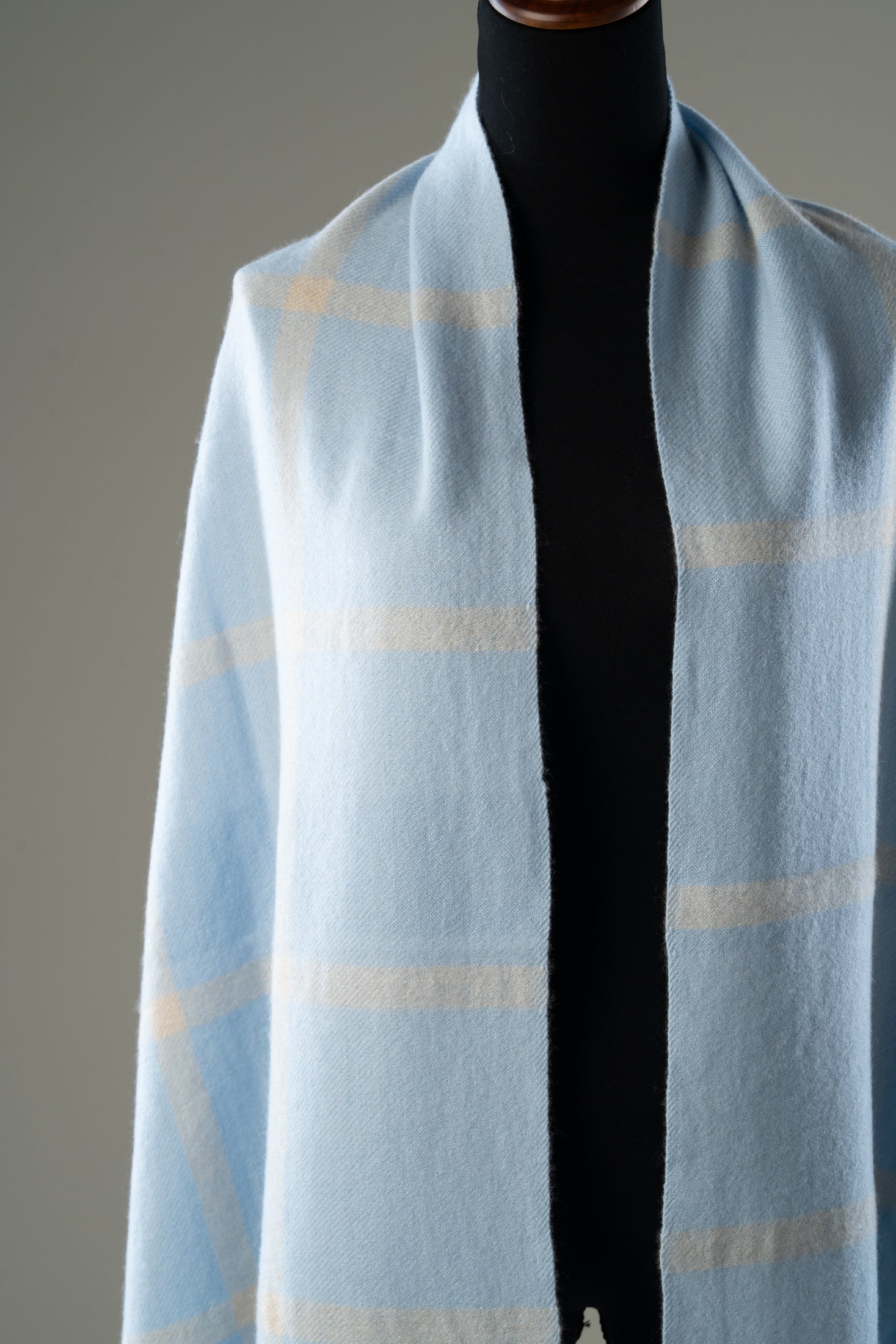 Blue Check Cashmere Scarf