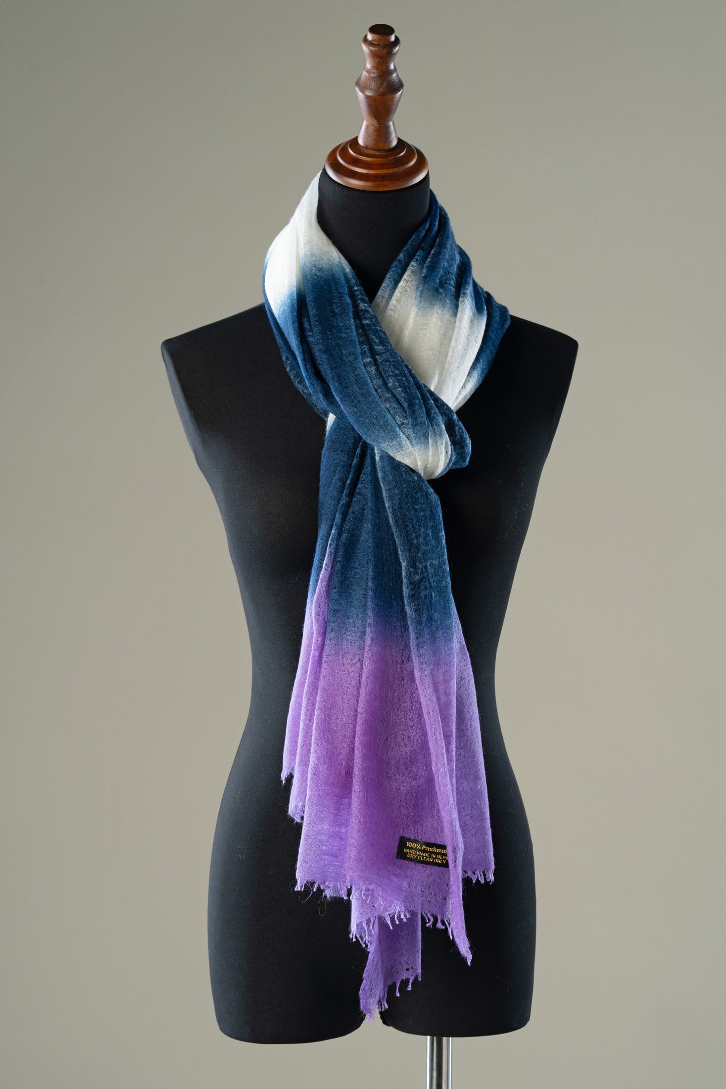 Deep Indigo Blue Soft lavender Cashmere Shawl