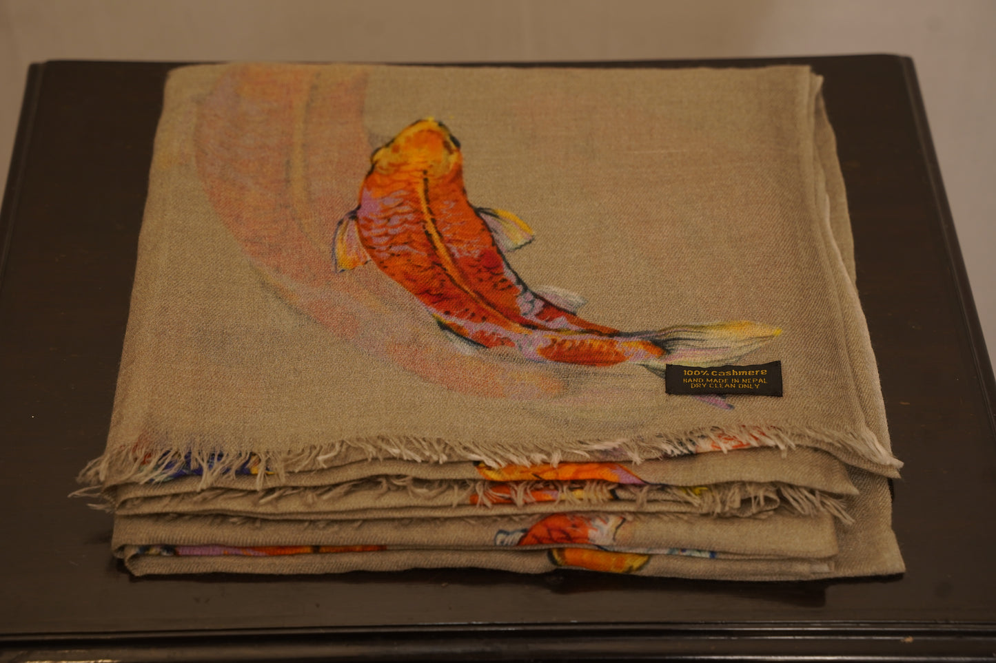 Fish print cashmere wrap