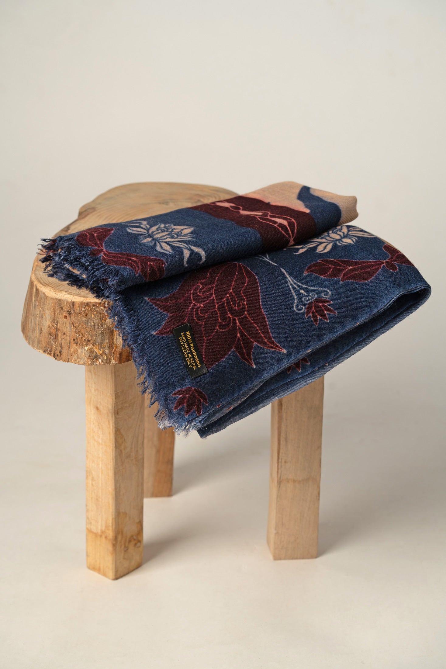 Premium Blue Floral Cashmere Stole