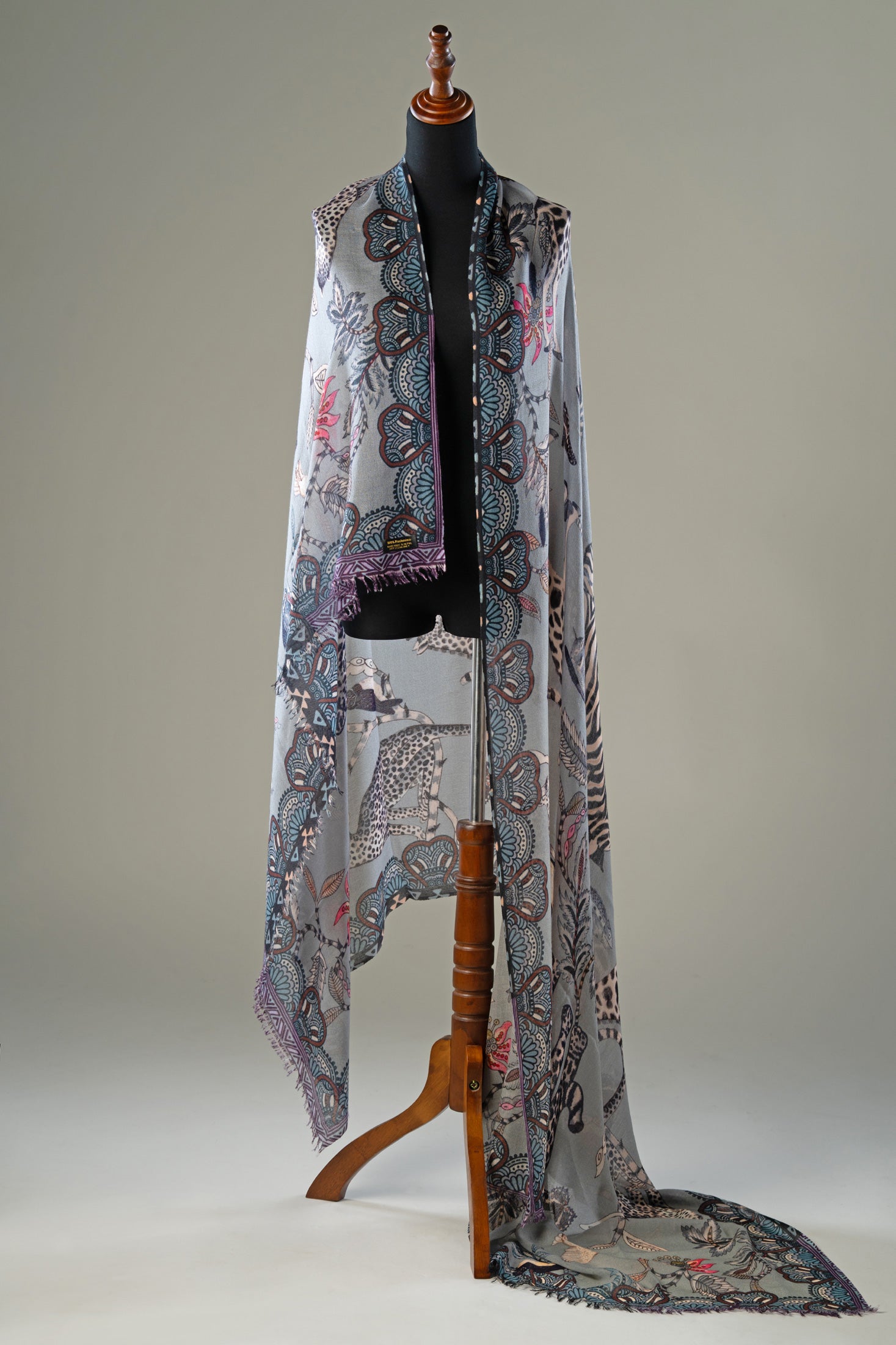 Grey Safari Elegance Cashmere Shawl