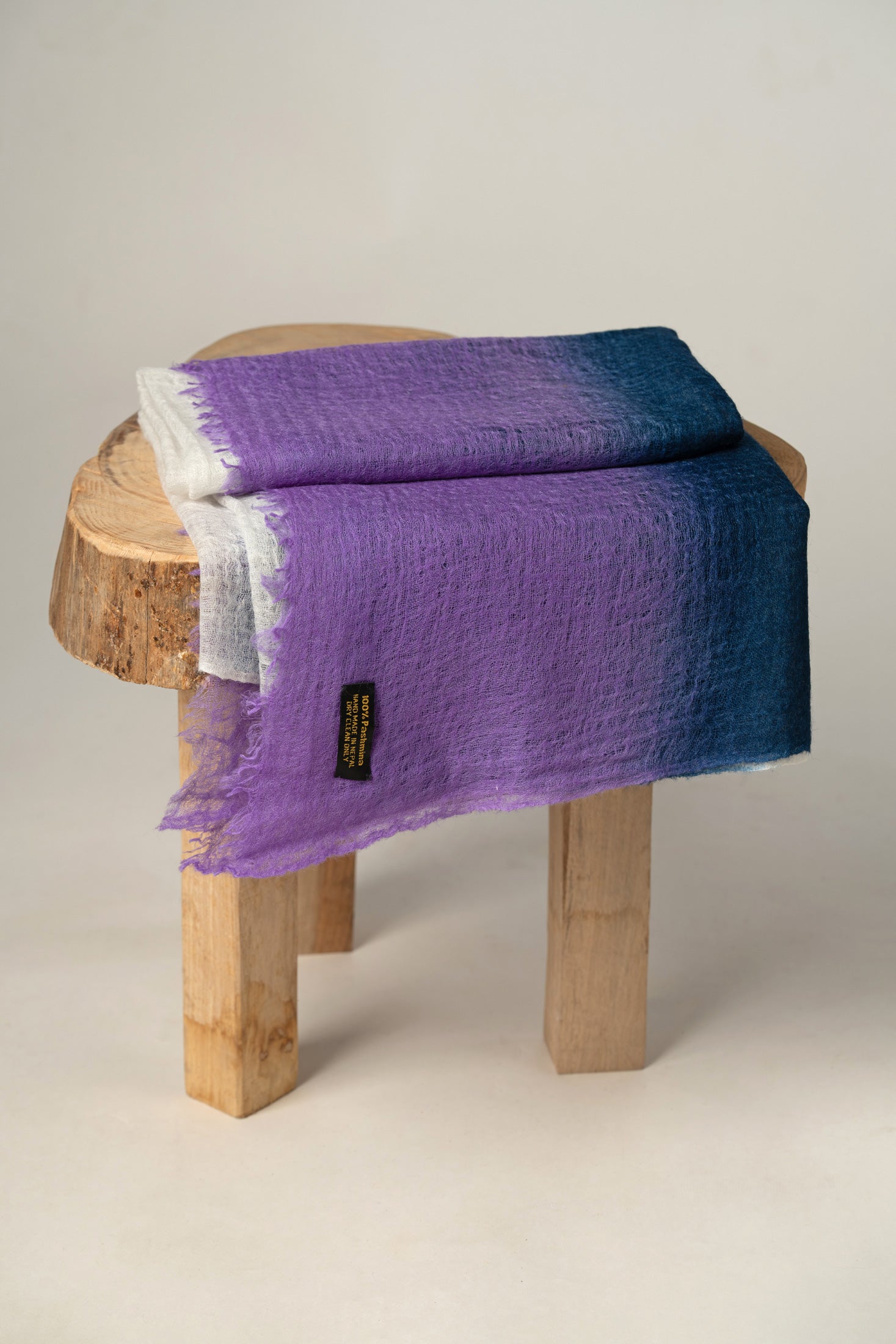 Deep Indigo Blue Soft lavender Cashmere Shawl