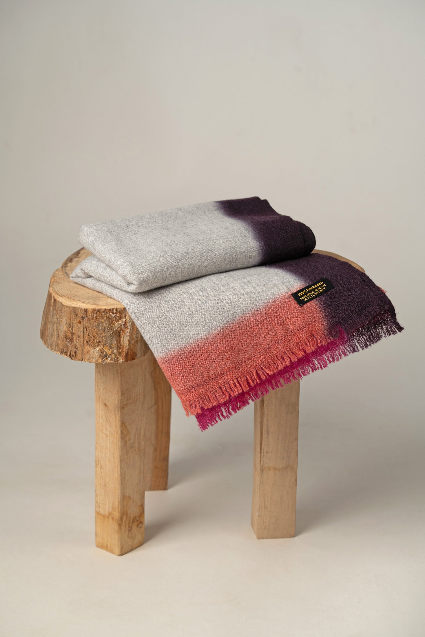 Luxury Ombre Cashmere Shawl | Ivory to Plum Gradient Wrap