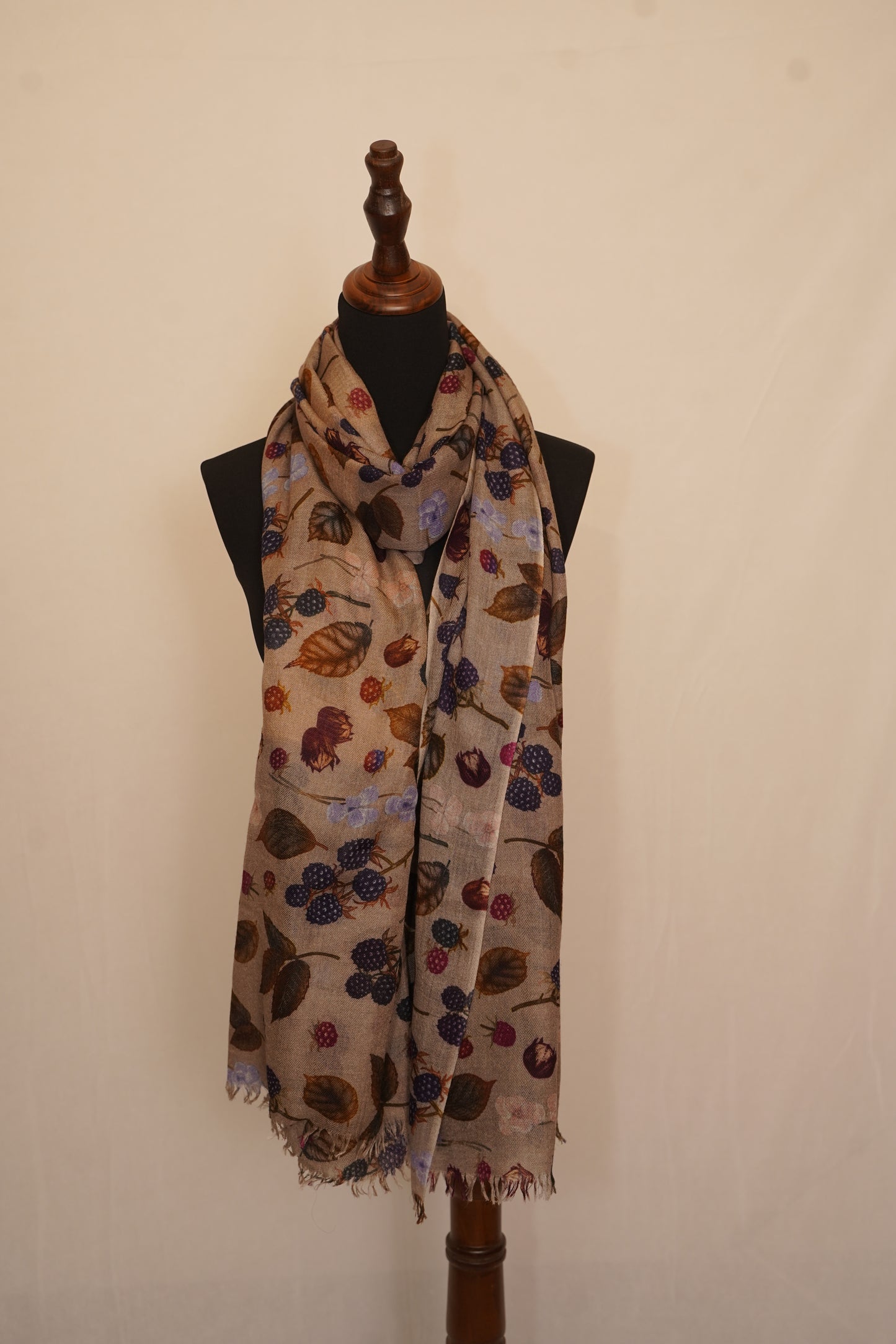 Lightweight nature-inspired shawl with multicolor botanical design