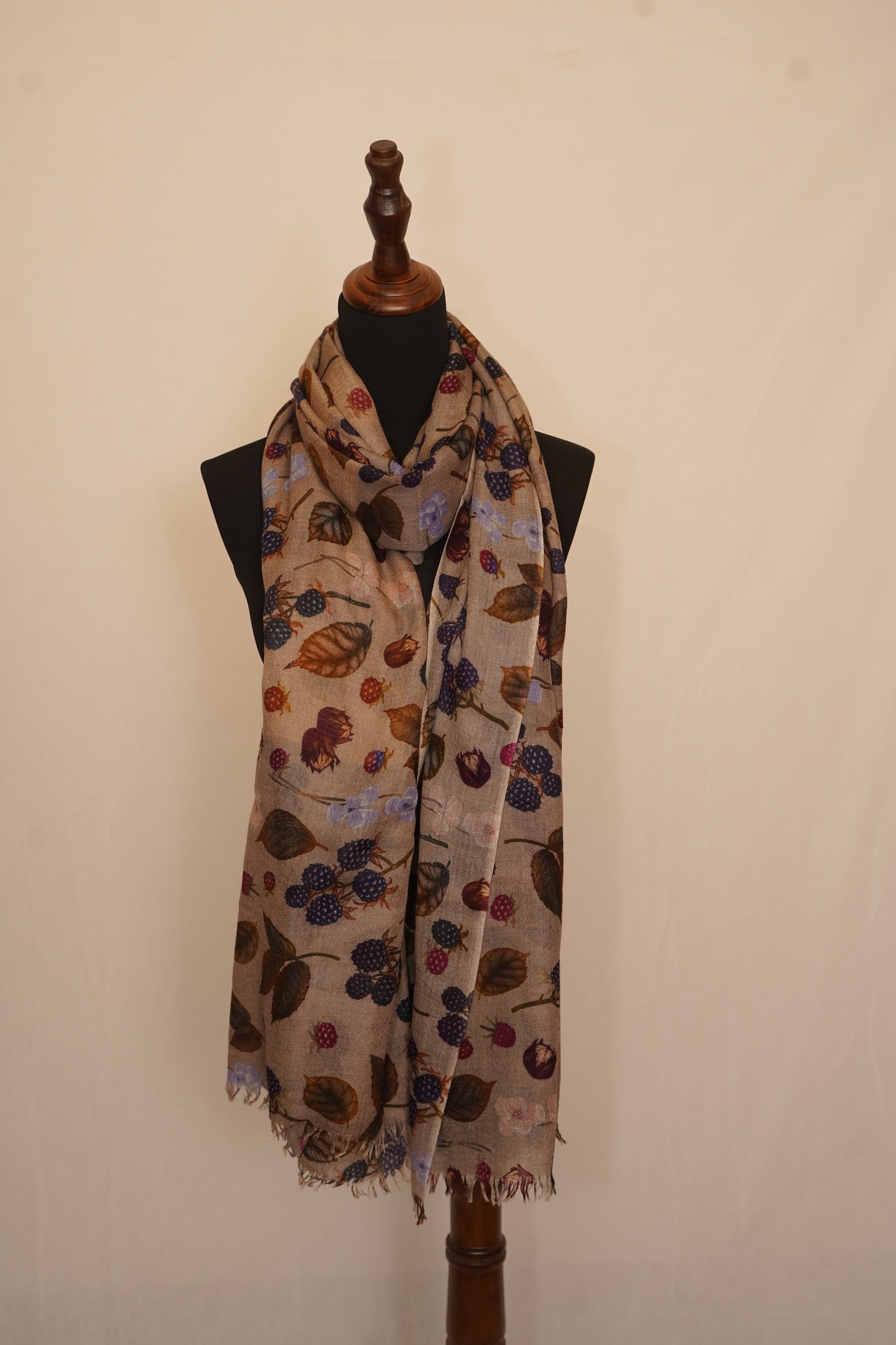 Lightweight nature-inspired shawl with multicolor botanical design