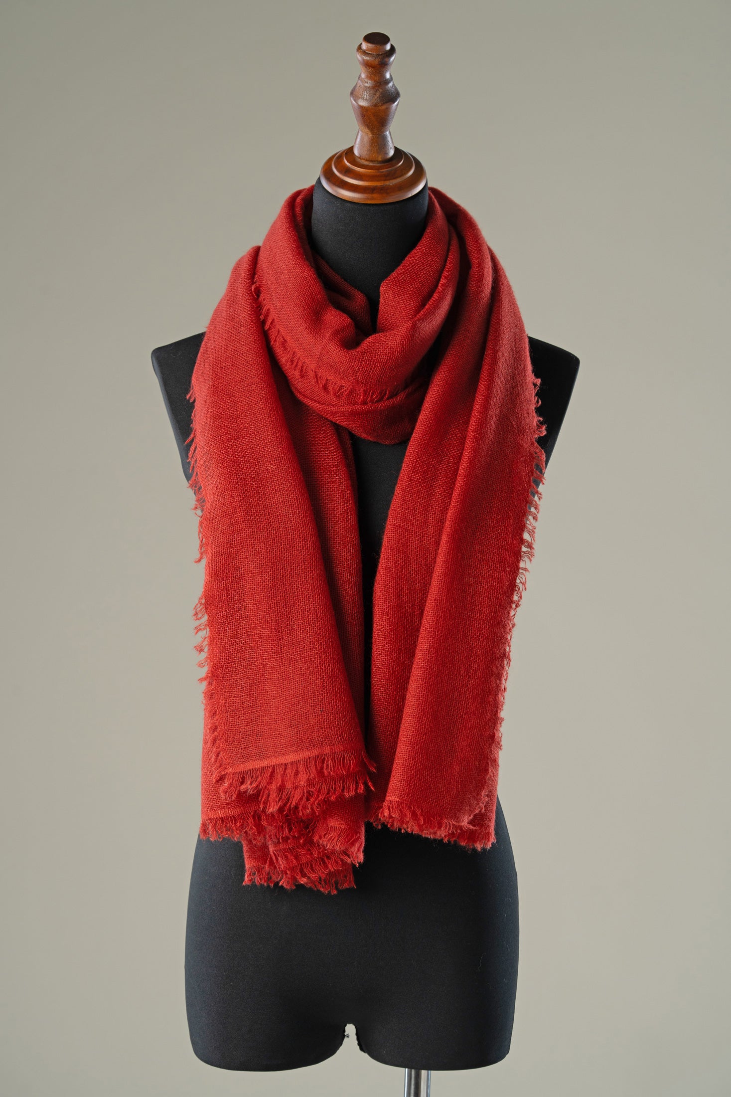 Crimson Red Pure Pashmina Shawl from Nepal
