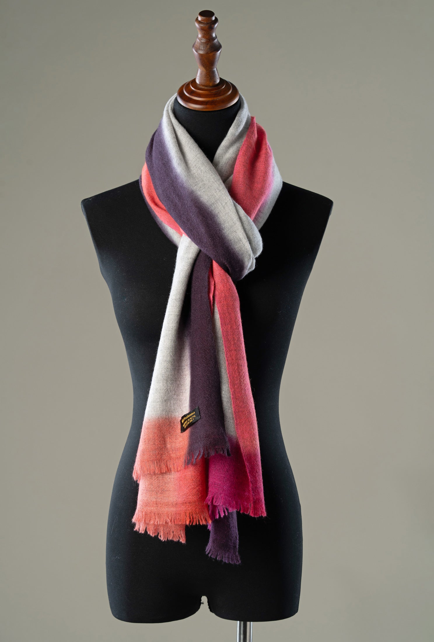 Luxury Ombre Cashmere Shawl | Ivory to Plum Gradient Wrap
